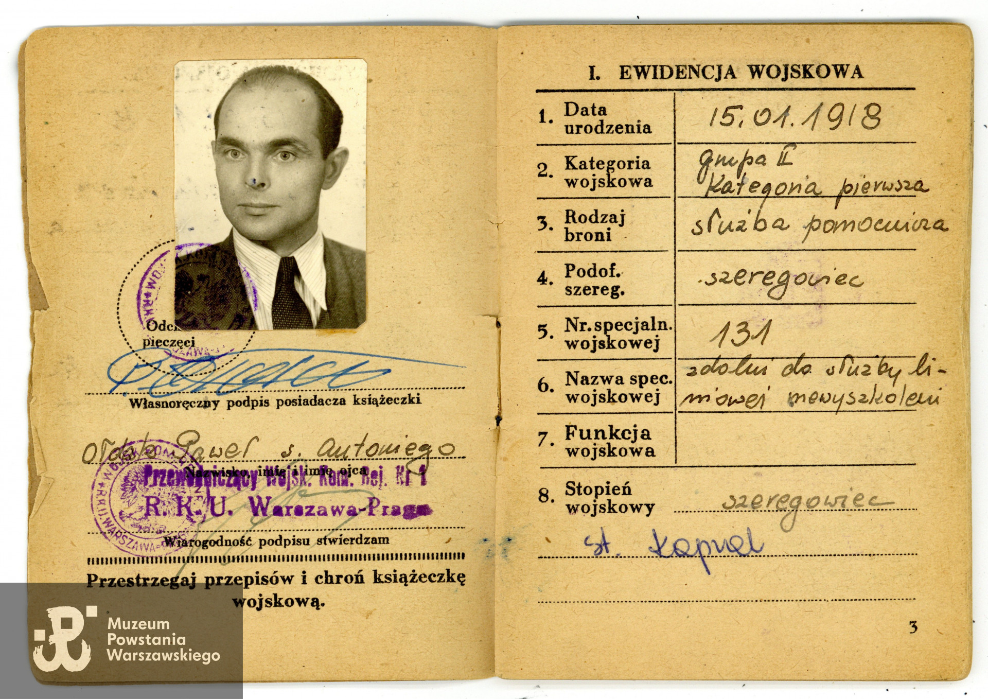 Ze zbiorów rodzinnych p.  Joanny Węgrzynek z domu Ołdak, córki Powstańca. Skany wykonano w Muzeum Powstania Warszawskiego, 05/2023.