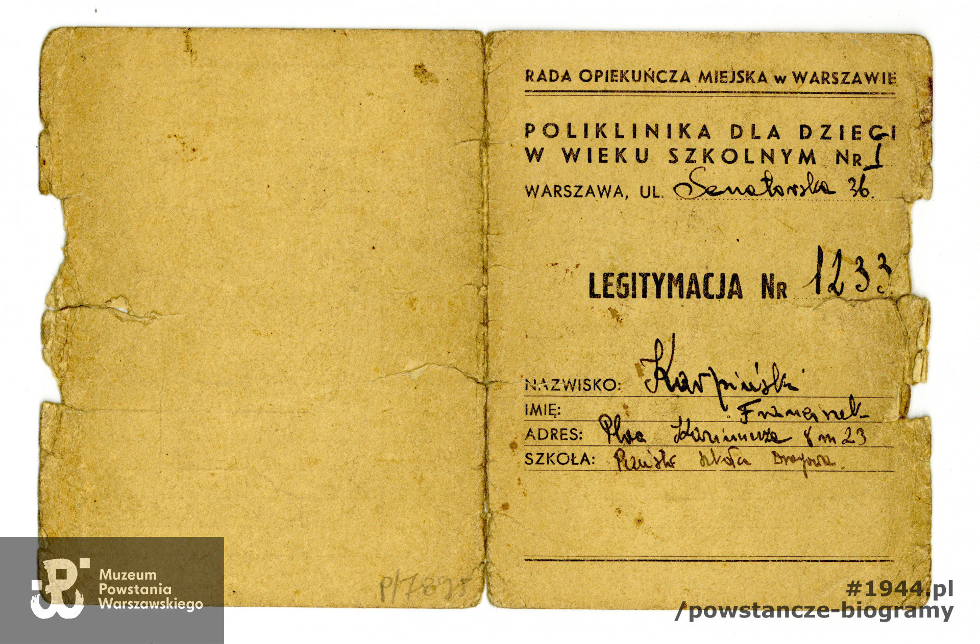  Ze zbiorów Muzeum Powstania Warszawskiego, sygn. P/7895, dar Marii Zahorskiej z domu Karpińskiej