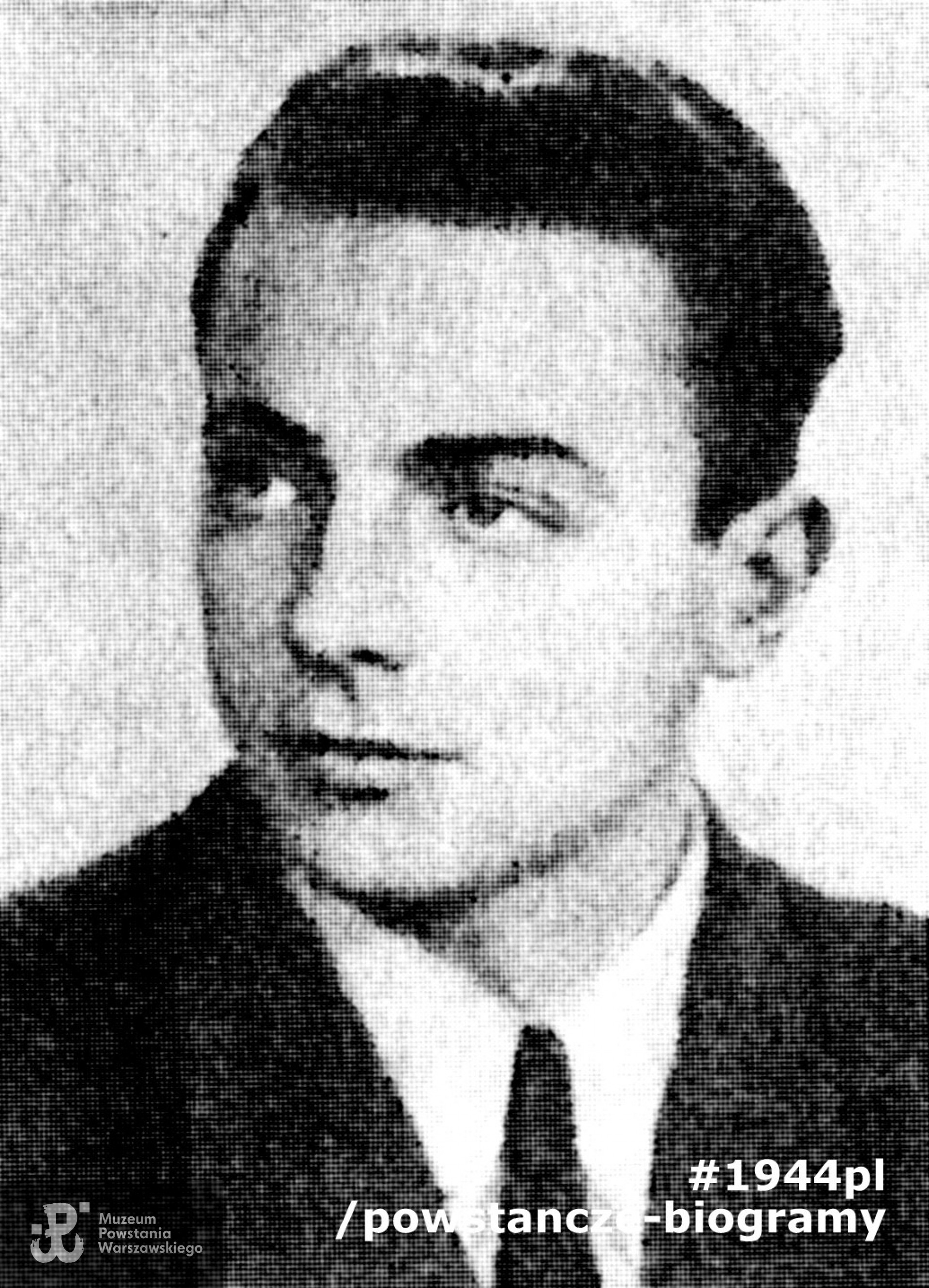 strz. Wiesław Scholl "Utrata". Fotografia zamieszczona w książce Bronisława Lubicz-Nycza <i> Batalion " Kiliński" AK 1940-1944</i>. Skan z kserokopii, materiały udostępniła rodzina.