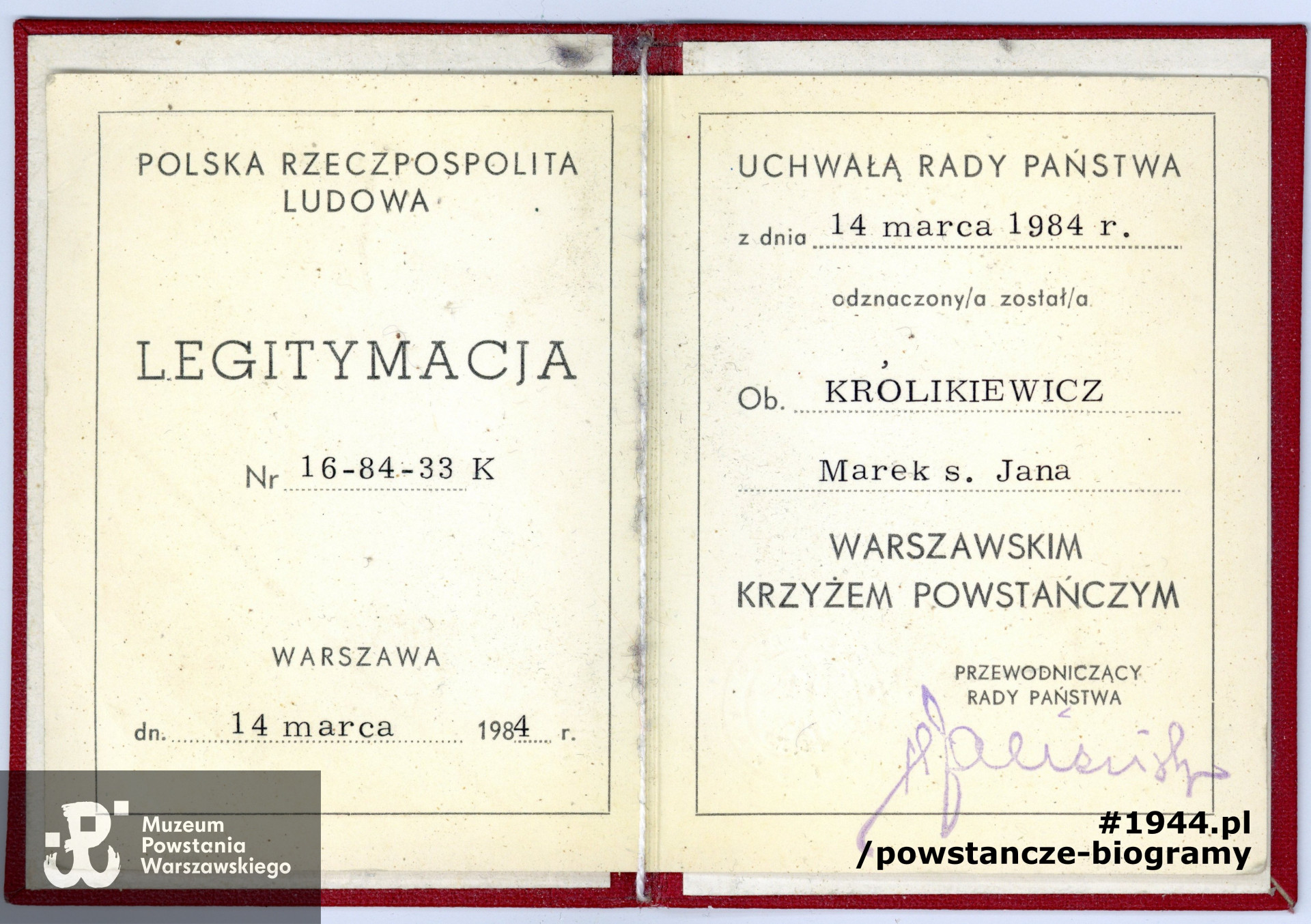 Udostępnił p. Marek Królikiewicz  "Grot"