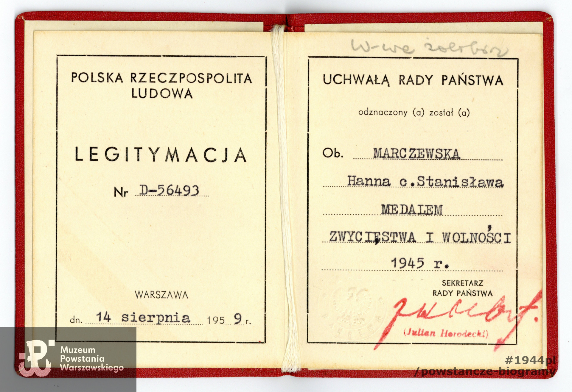 Ze zbiorów Muzeum Powstania Warszawskiego, sygn. P/9580/21, dar p. Ewy Kicińskiej z d. Marczewskiej