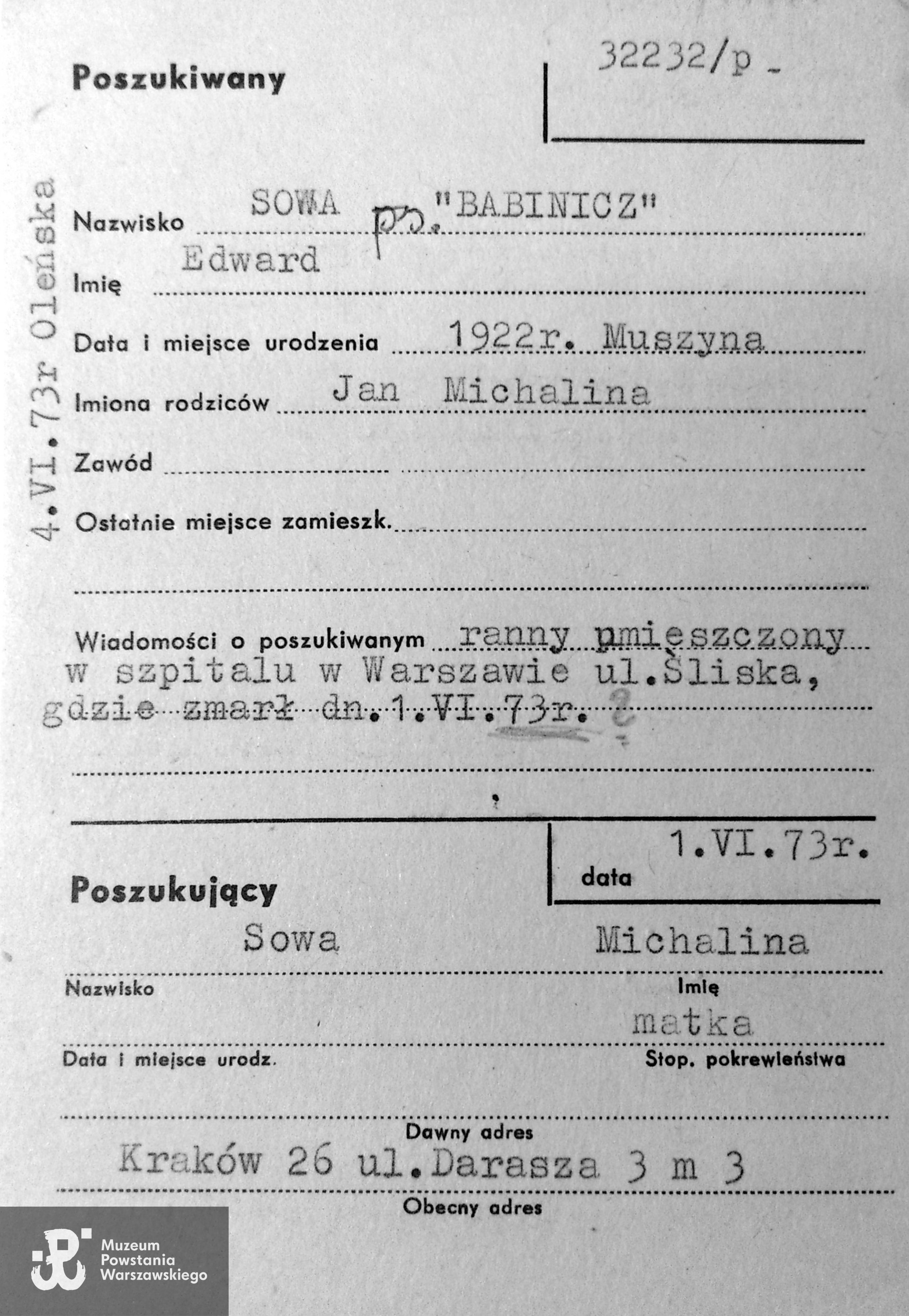 Polski Czerwony Krzyż - kartoteka