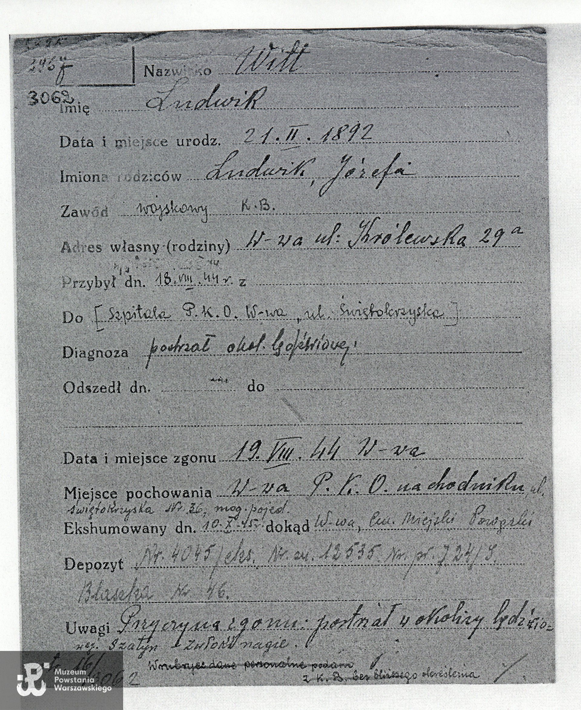 Polski Czerwony Krzyż - kartoteka