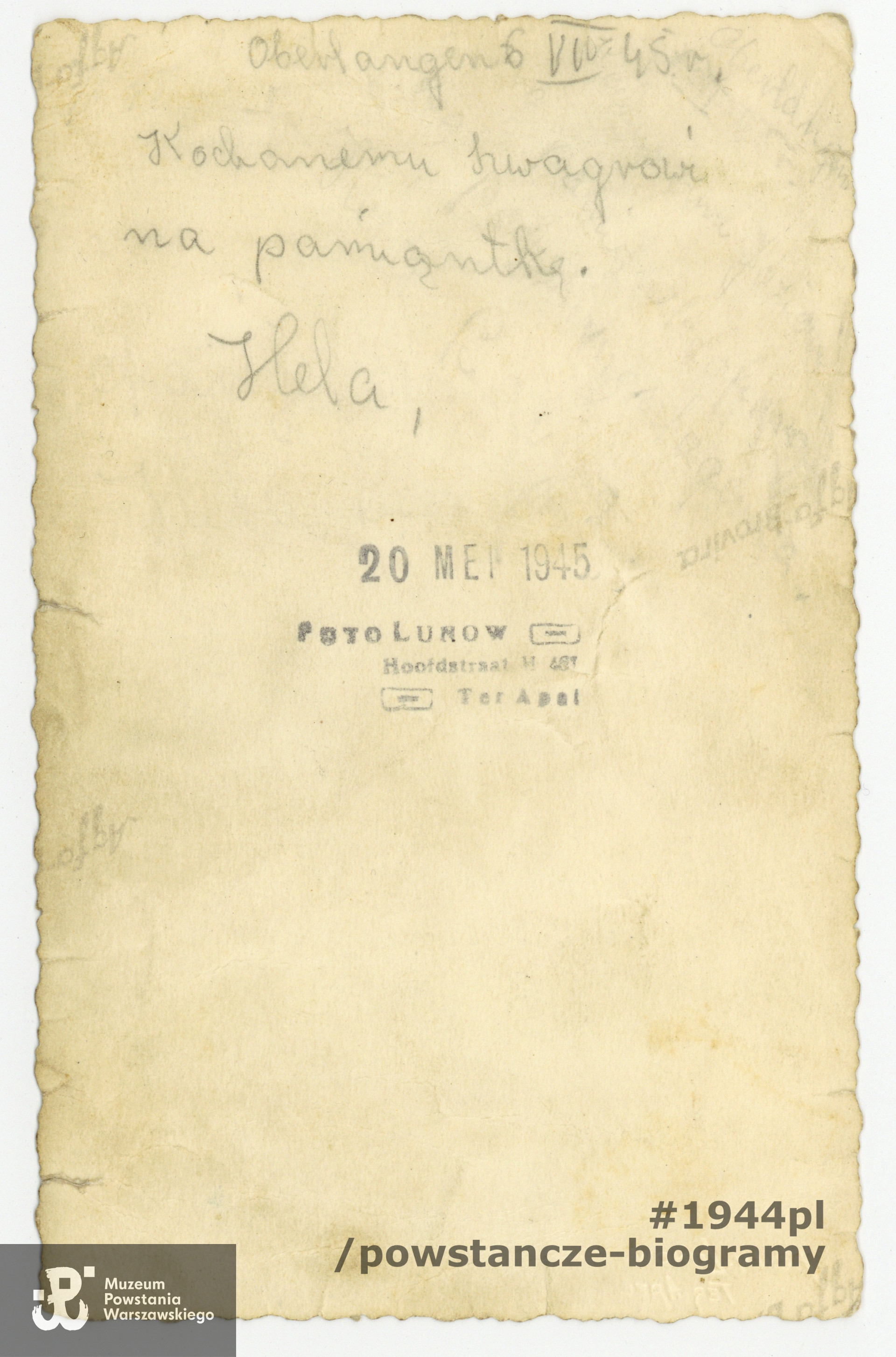 Rewers z deykacją. Oberlangen, 6 VII 1945. Fot. z archiwum rodzinnego p. Ewy Wróbel