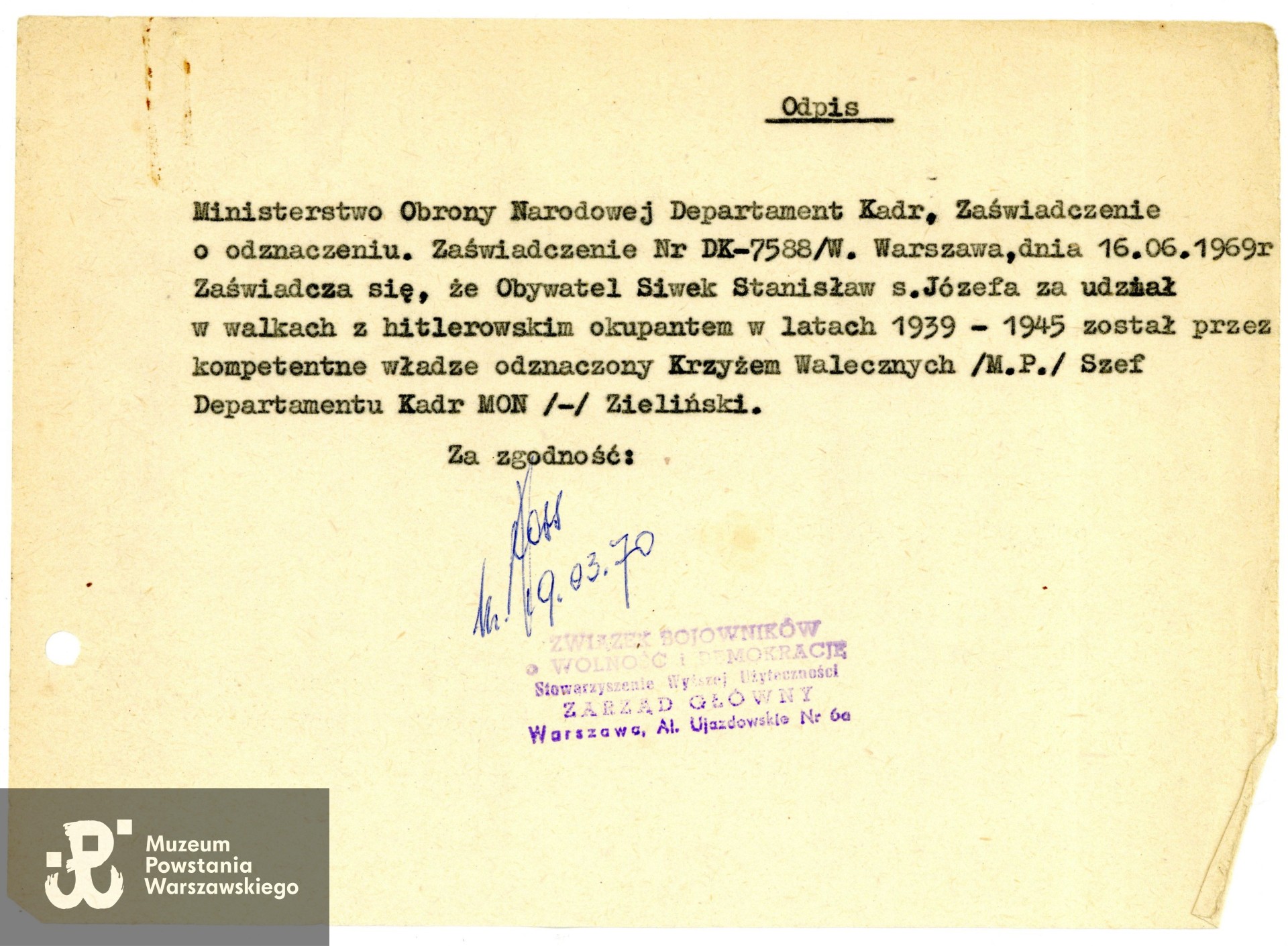 Ze zbiorów rodzinnych p. Sebastiana Włodka, prawnuka Powstańca. Skany wykonano w Muzeum Powstania Warszawskiego, 05/2025