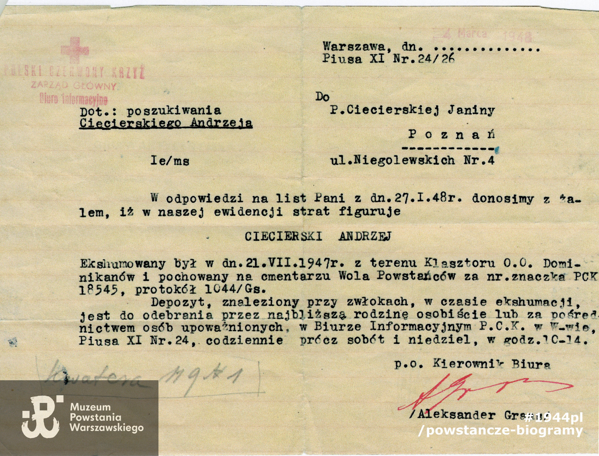 Ze zbiorów rodzinnych p. Danuty Ciecierskiej - Stokłosy, kopia: MPW-ankieta.