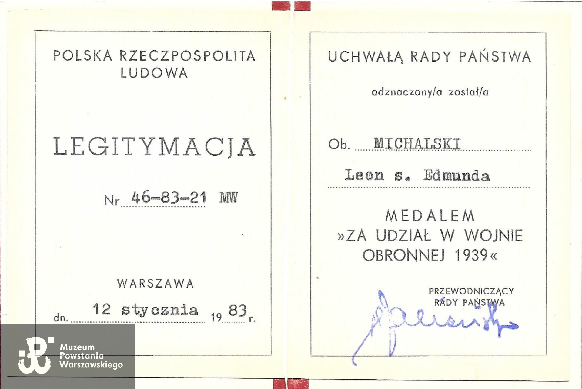 Ze zbiorów rodzinnych, skan udostępniła wnuczka Powstańca. 