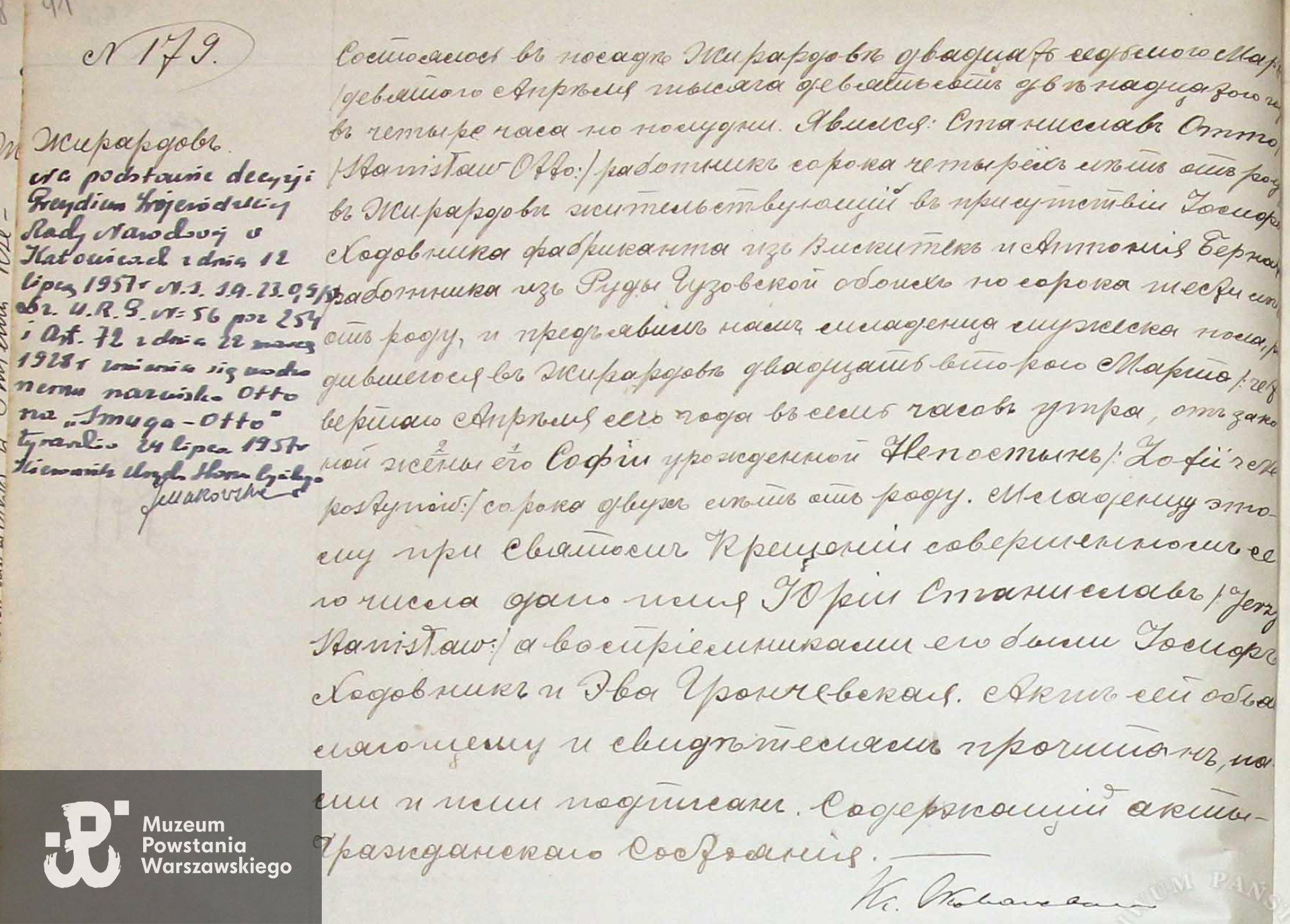 Zapis  w księgach metrykalnych. Udostępnił p.  Tomasz  Grabuś, wnuk  Michaliny Otto.