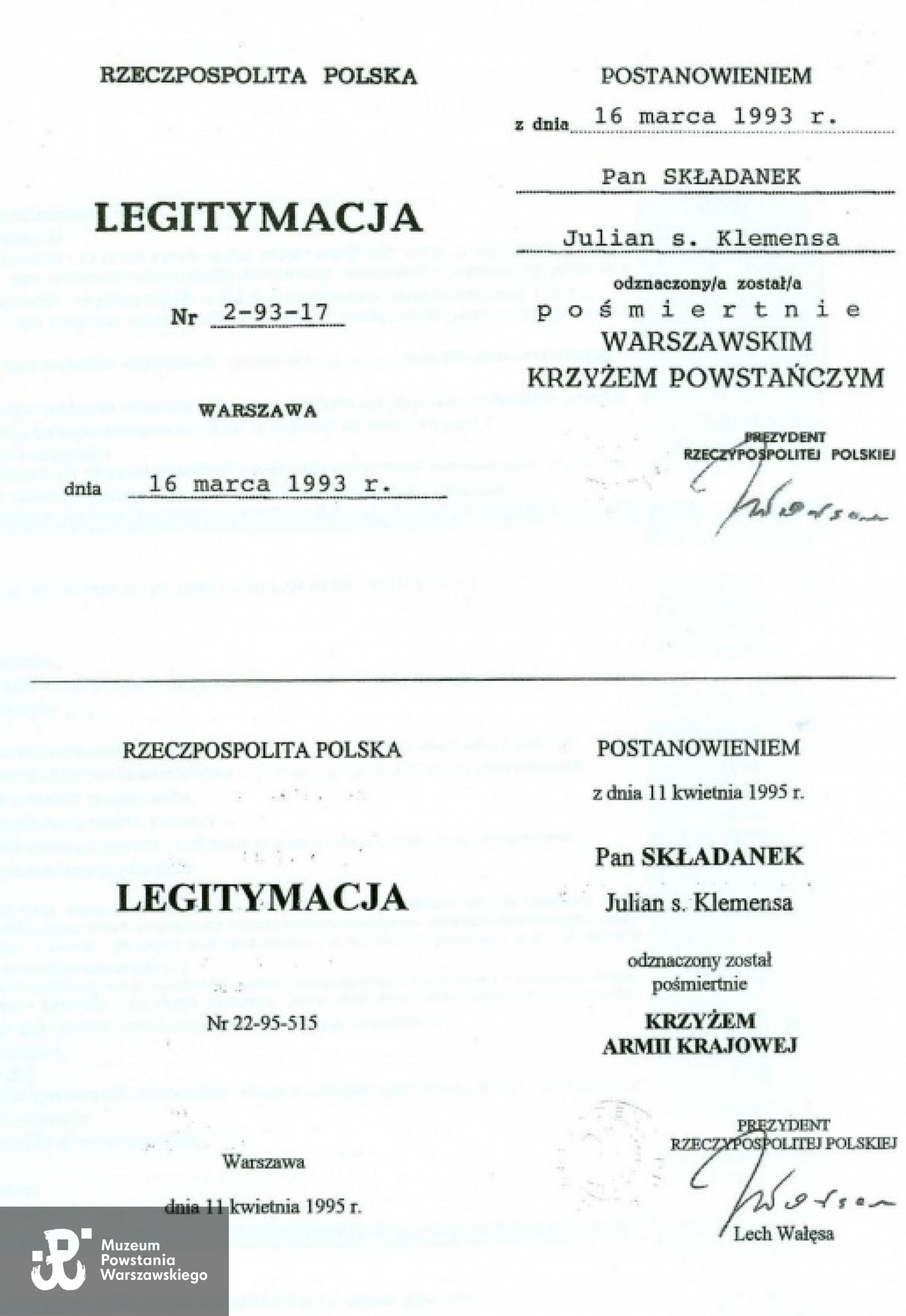 Archiwum rodzinne Andrzeja Składanka.