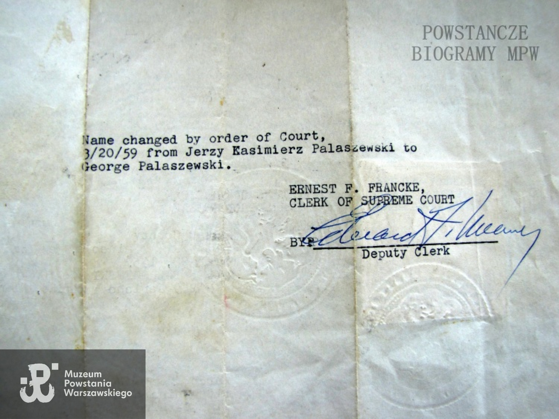 Fot. z archiwum rodzinnego George'a  Palaszewskiego