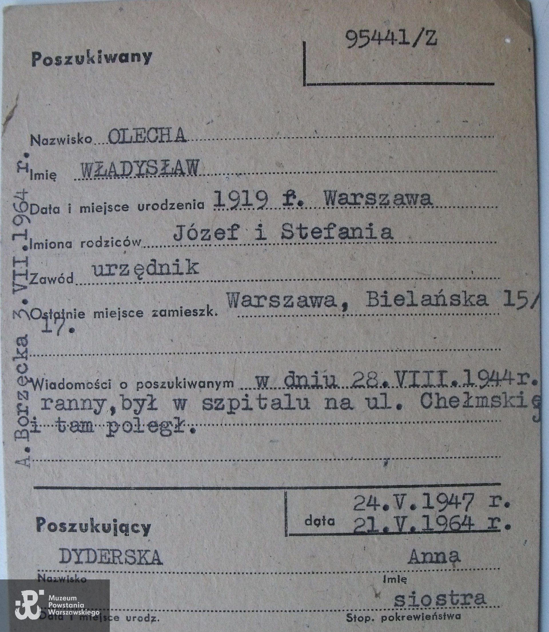 Polski Czerwony Krzyż - kartoteka