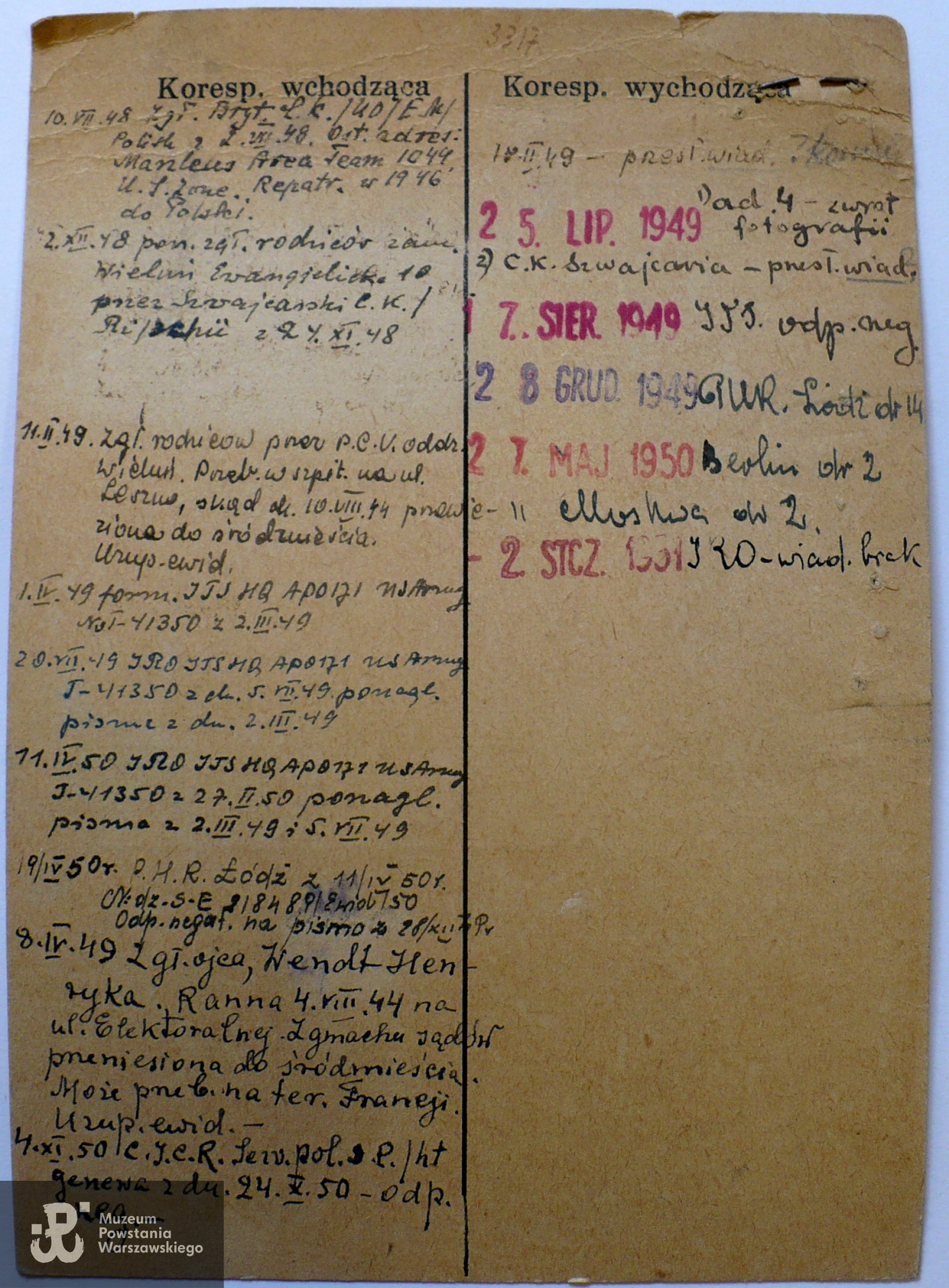 Polski Czerwony Krzyż - kartoteka poszukiwań