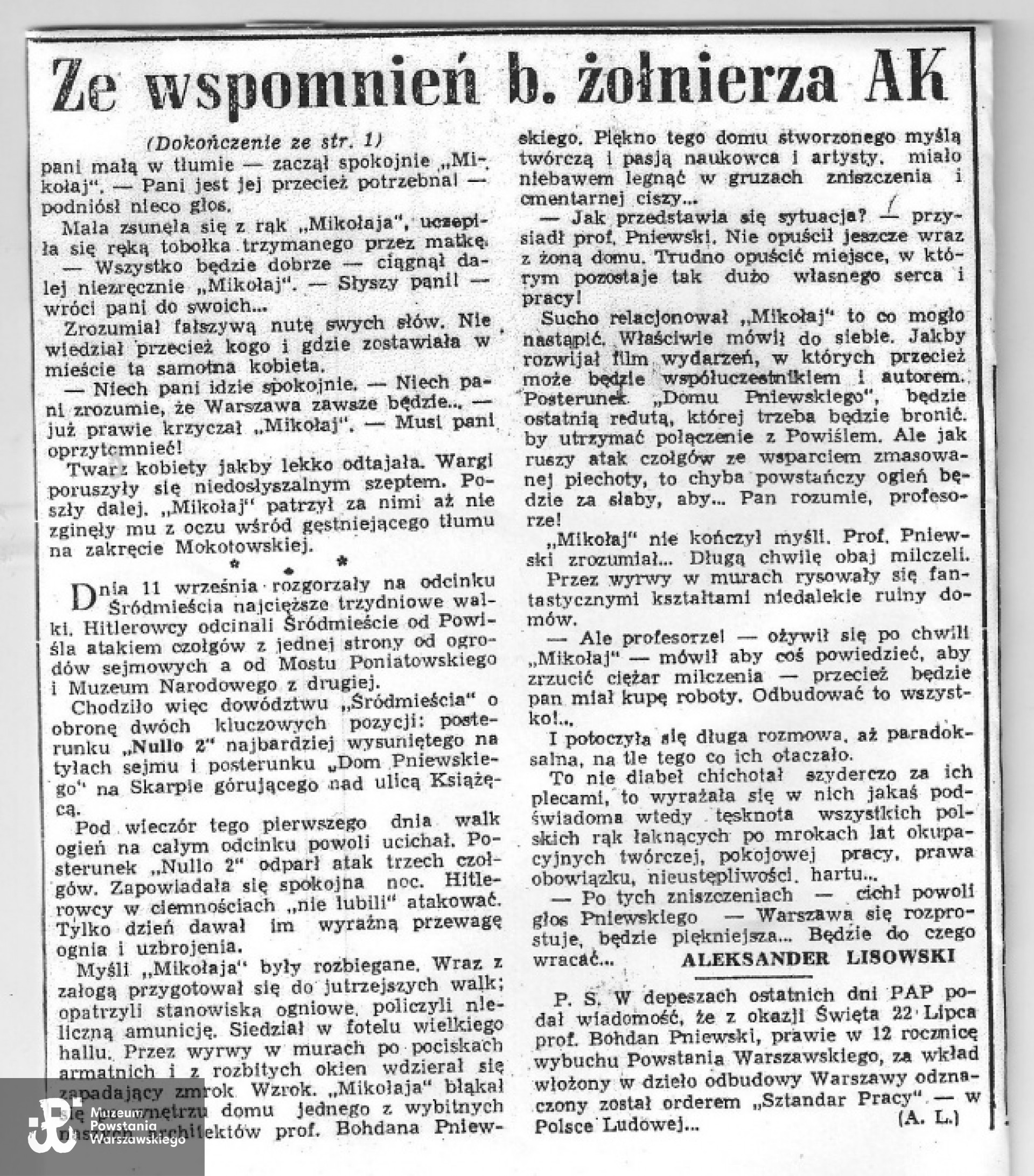 Wspomnienia Aleksandra Lisowskiego