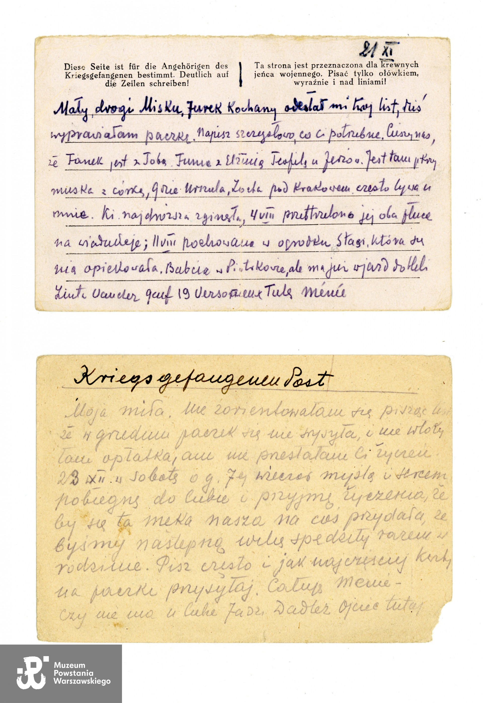 Korespondencja obozowa. Ze zbiorów prywatnych p. Jadwigi Dippel - Bossowskiej.