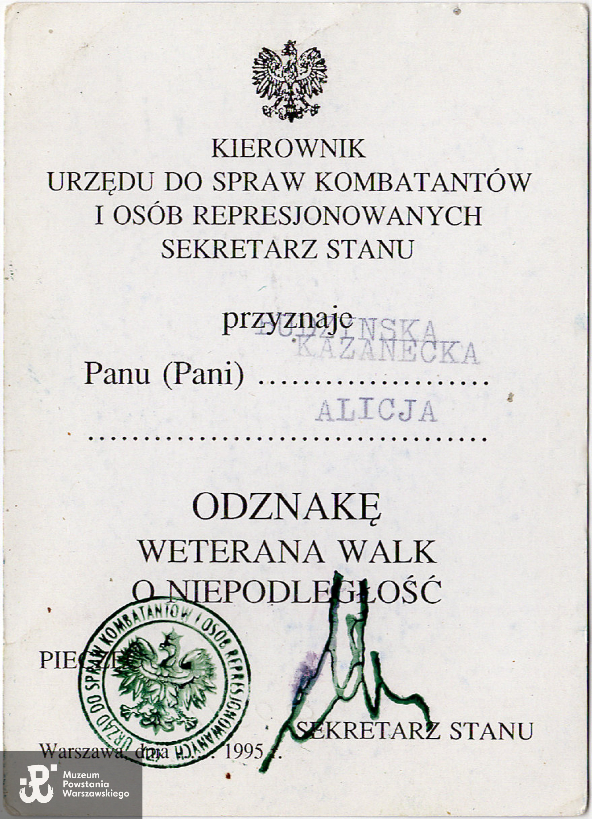 Ze zbiorów rodzinnych p. Alicji Budzyńskiej - Kozaneckiej 