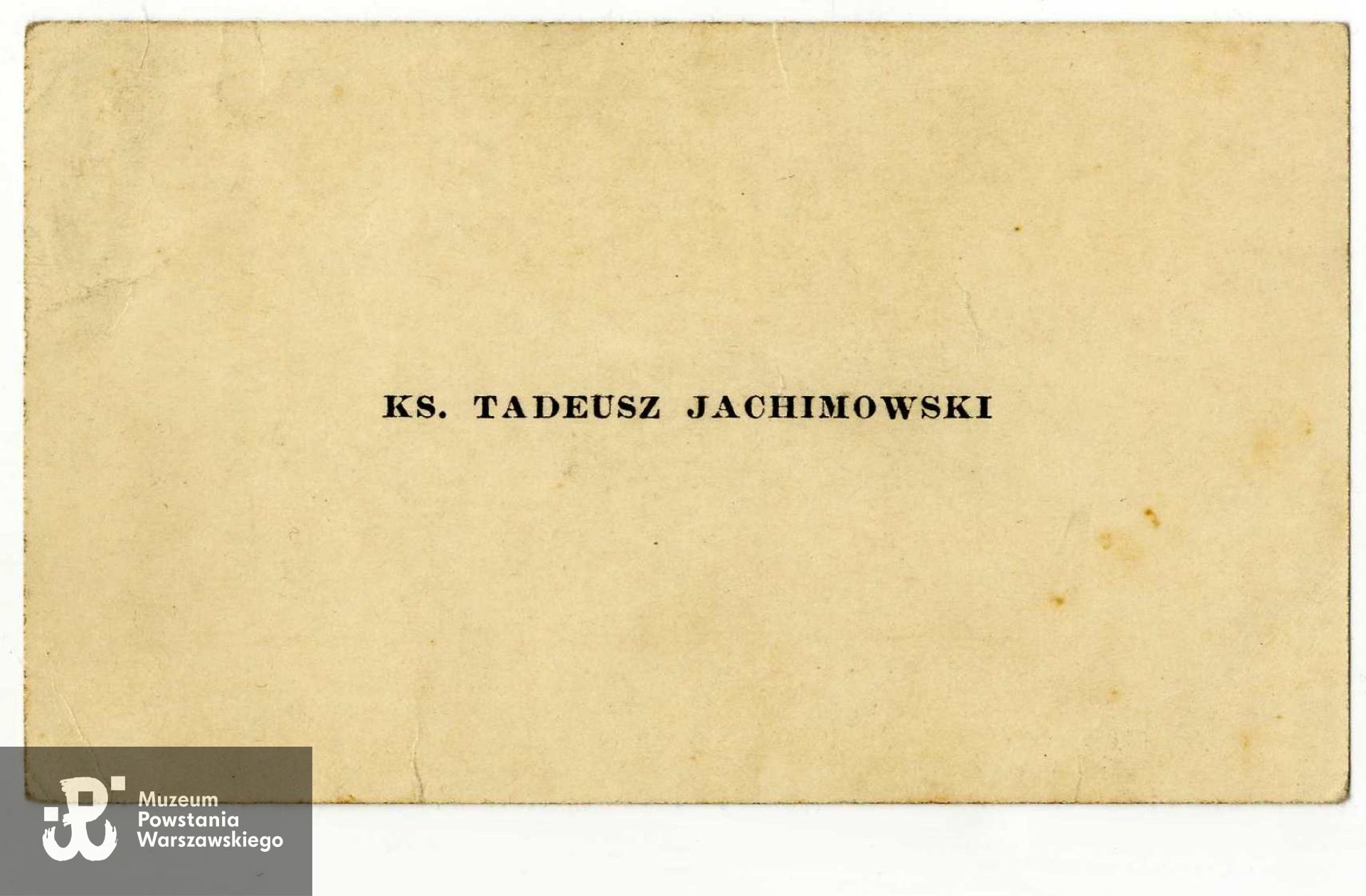 Wizytówka ks. Tadeusza Jachimowskiego. Z archiwum  rodzinnego Wiesława Kowalczewskiego