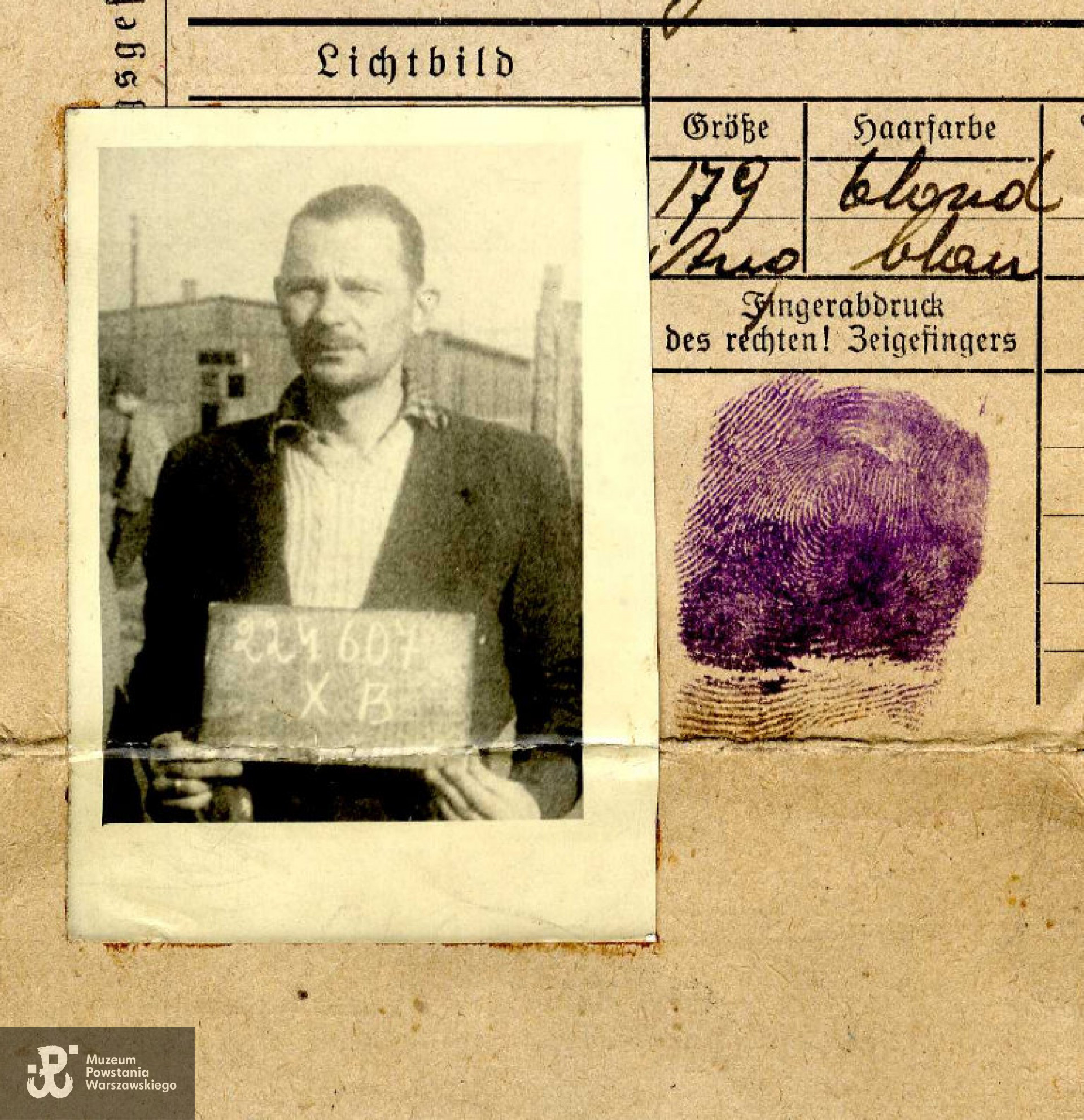 Okres niewoli - numer jeńca 224.607 Stalag X-B. Dokument ze zbiorów rodzinnych,  skan udostępniła p. Agnieszka Ławacz-Sampanis