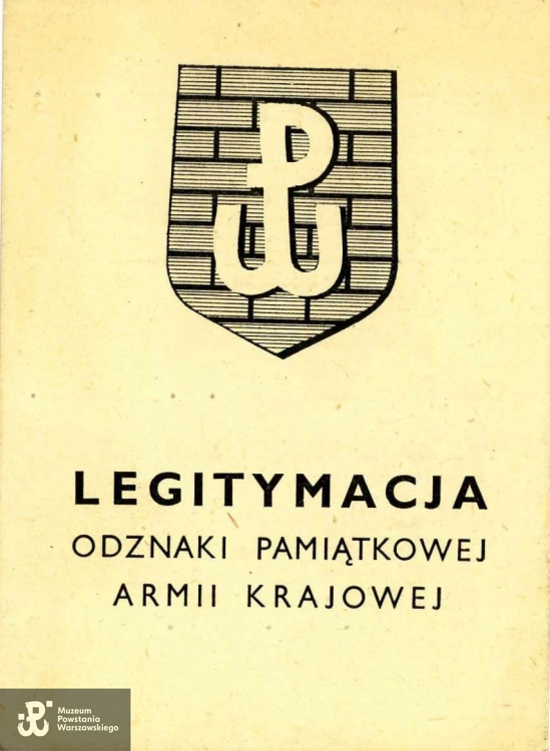 Legitymacja Odznaki Pamiątkowej Armii Krajowej