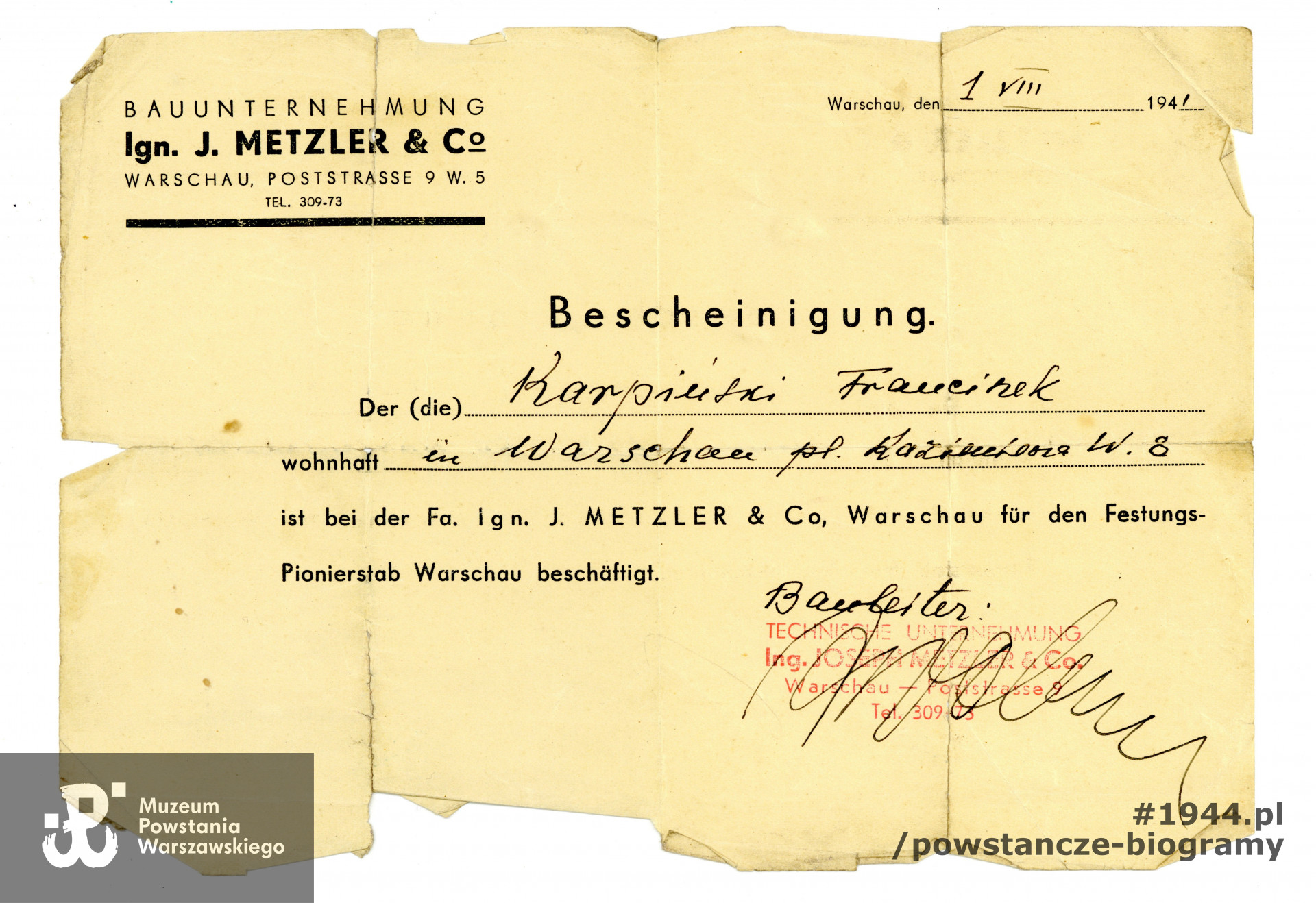  Ze zbiorów Muzeum Powstania Warszawskiego, sygn. P/7895, dar Marii Zahorskiej z domu Karpińskiej