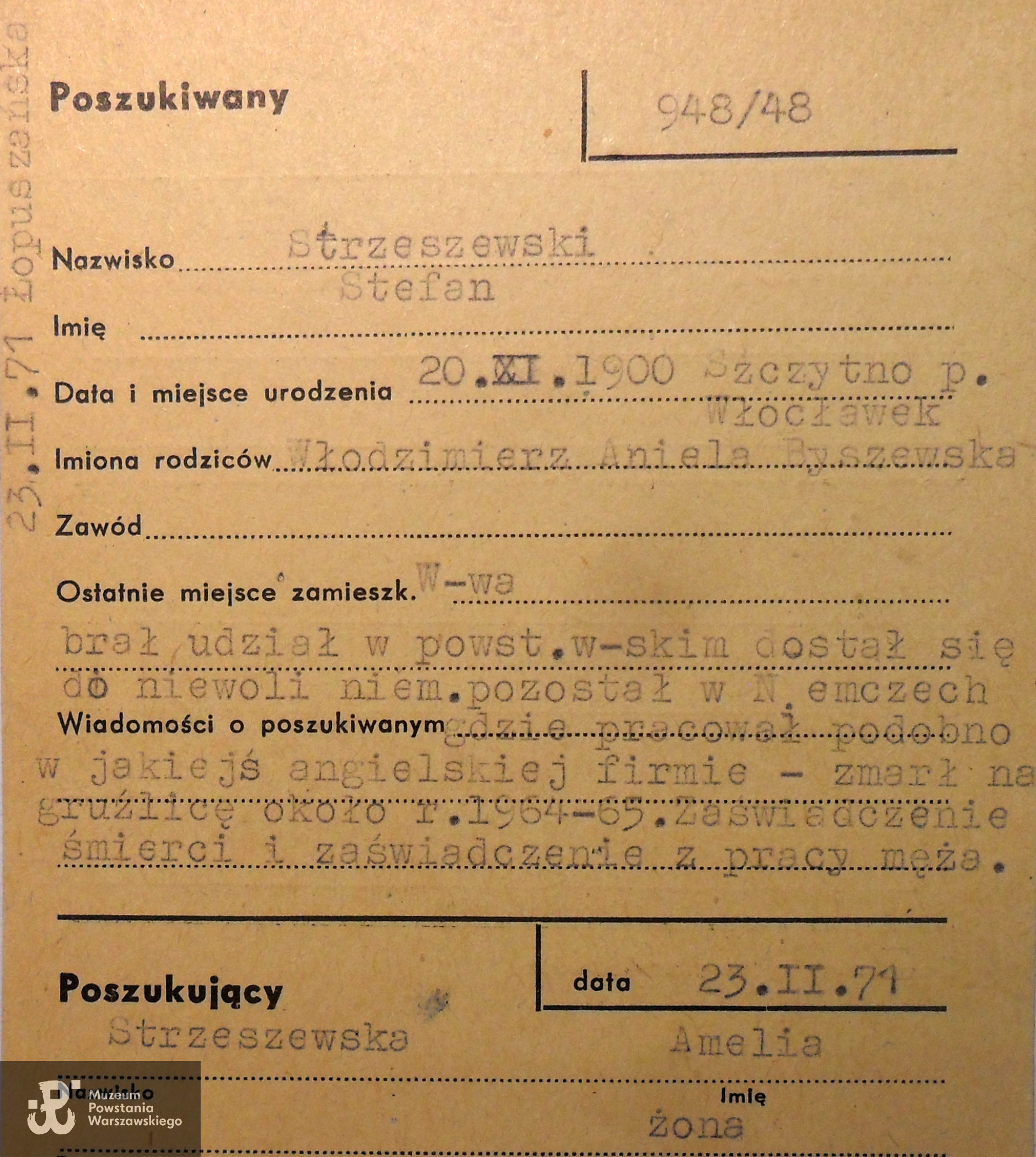 Polski Czerwony Krzyż - kartoteka