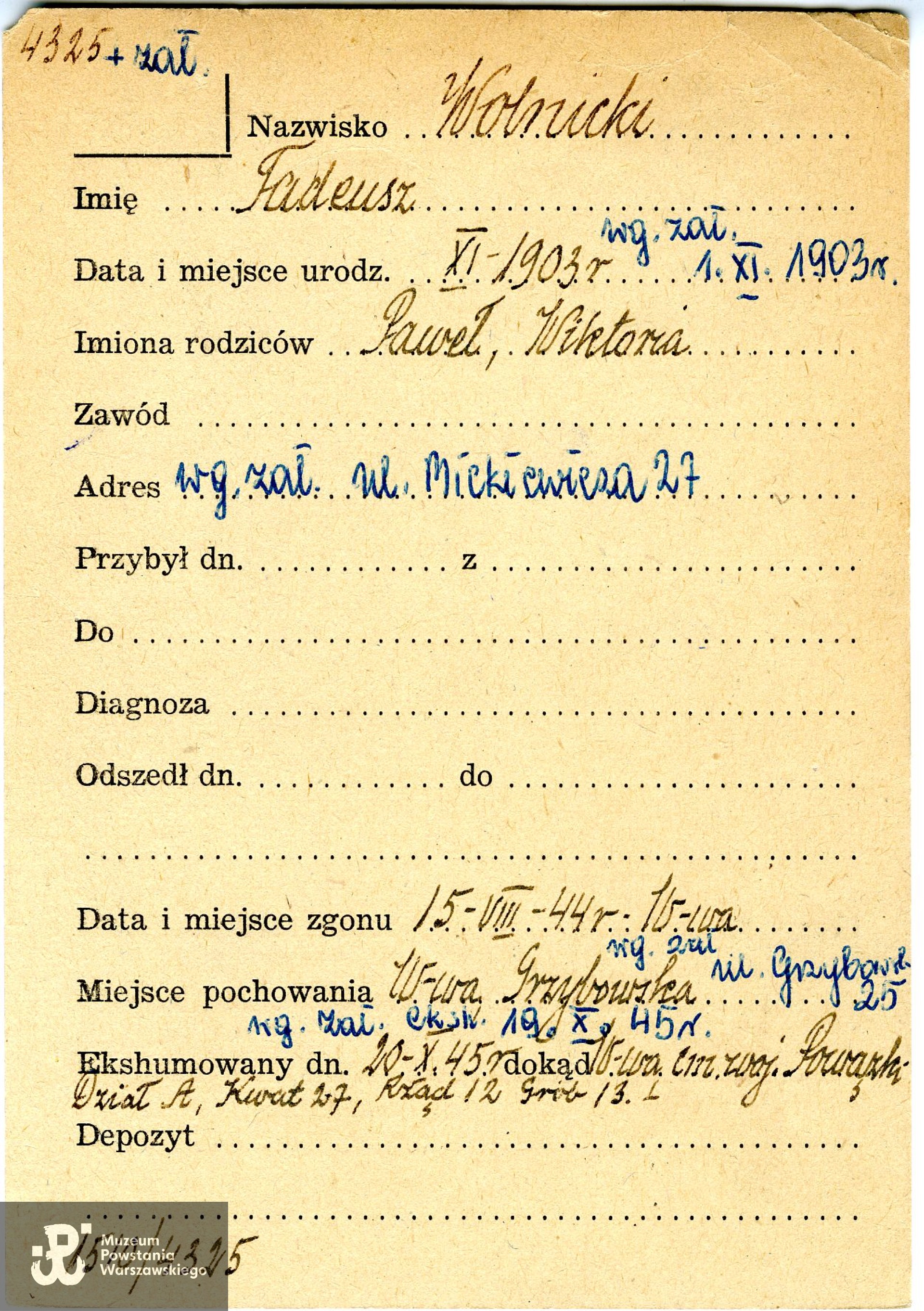 Polski Czerwony Krzyż - kartoteka