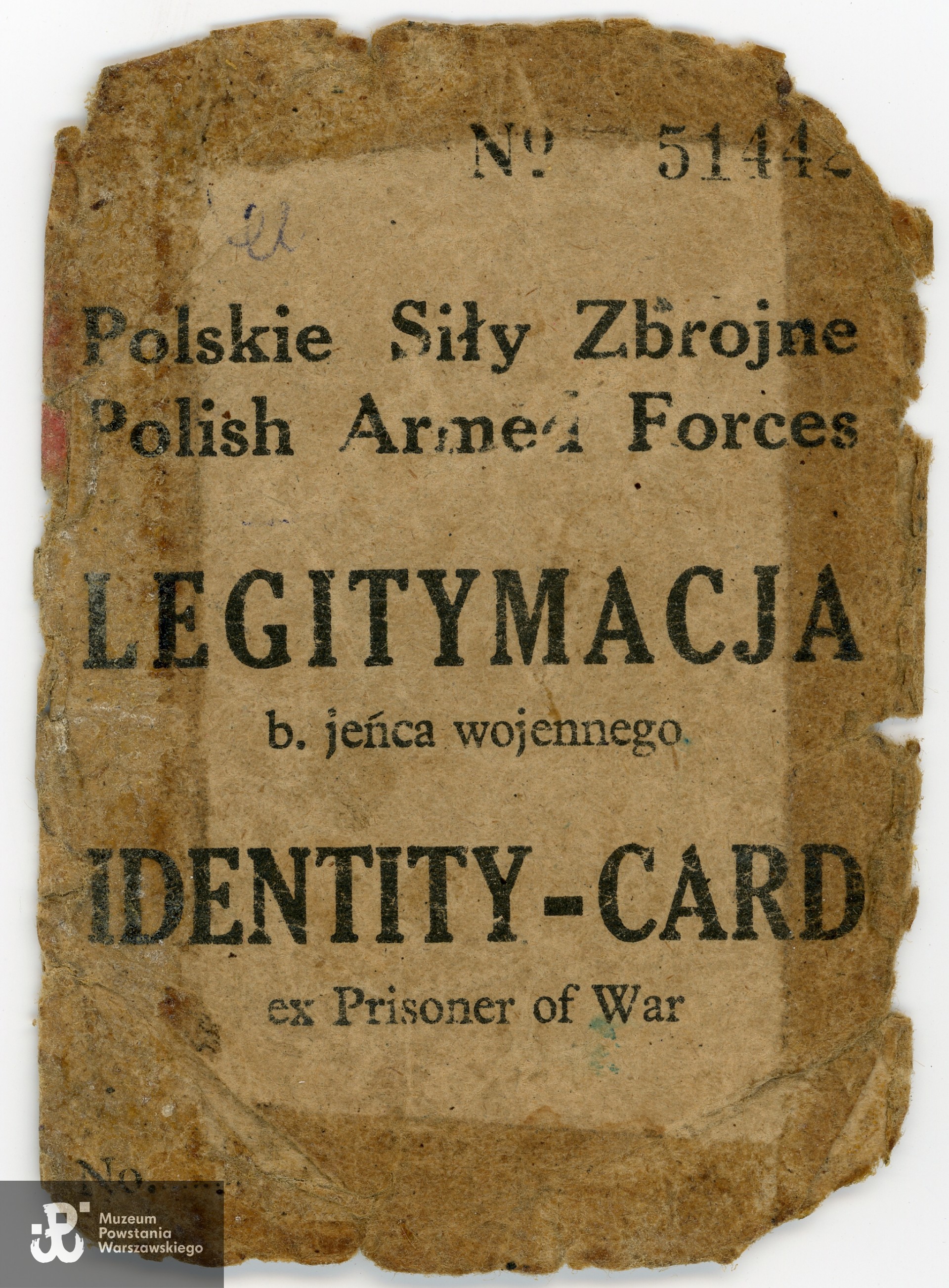 Fragment należącej do Wacława Krześniaka Legitymacji Byłego Jeńca Wojennego. Skan udostępnił p. Jan Zdrojek