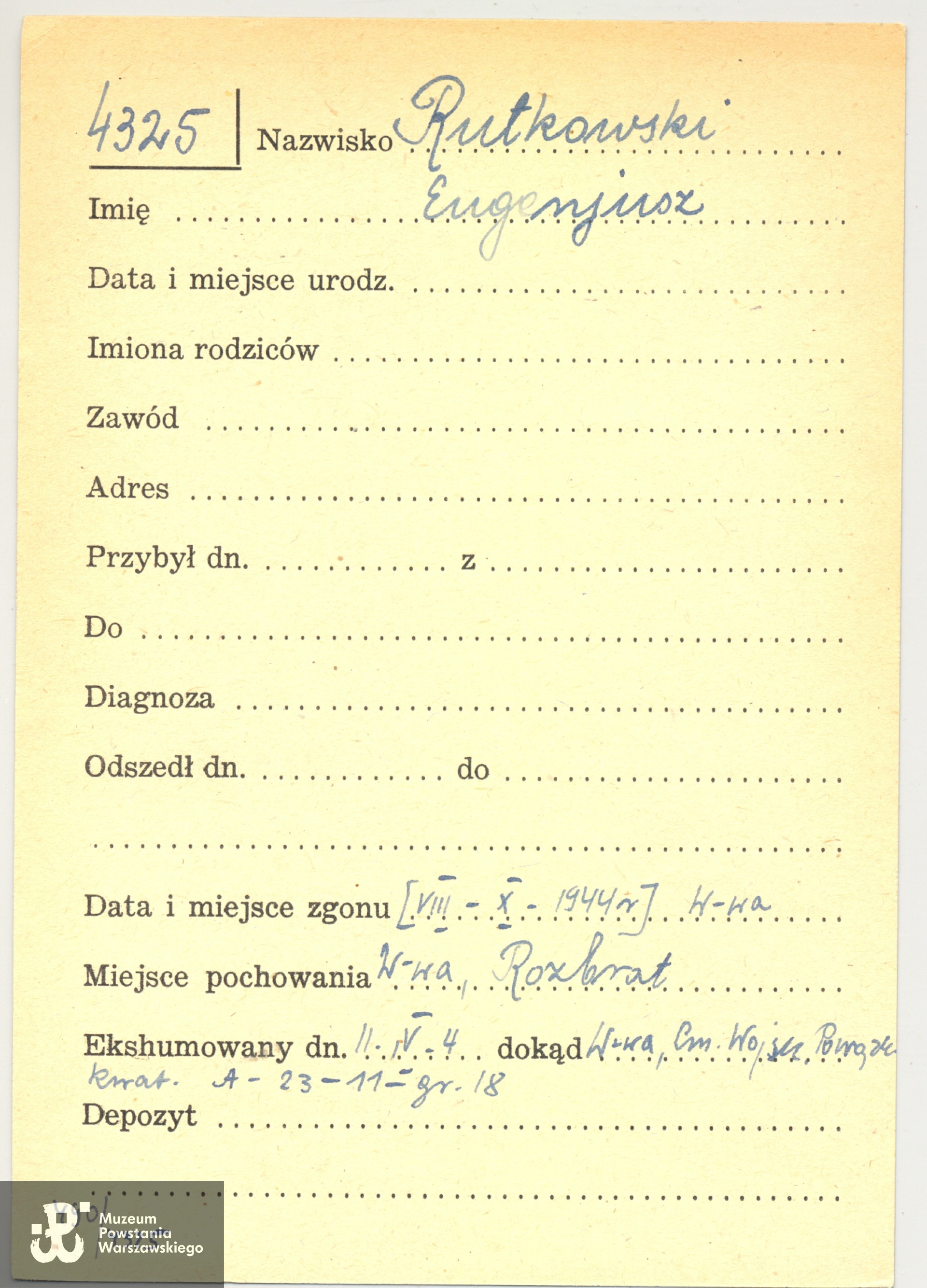 Polski Czerwony Krzyż - kartoteka