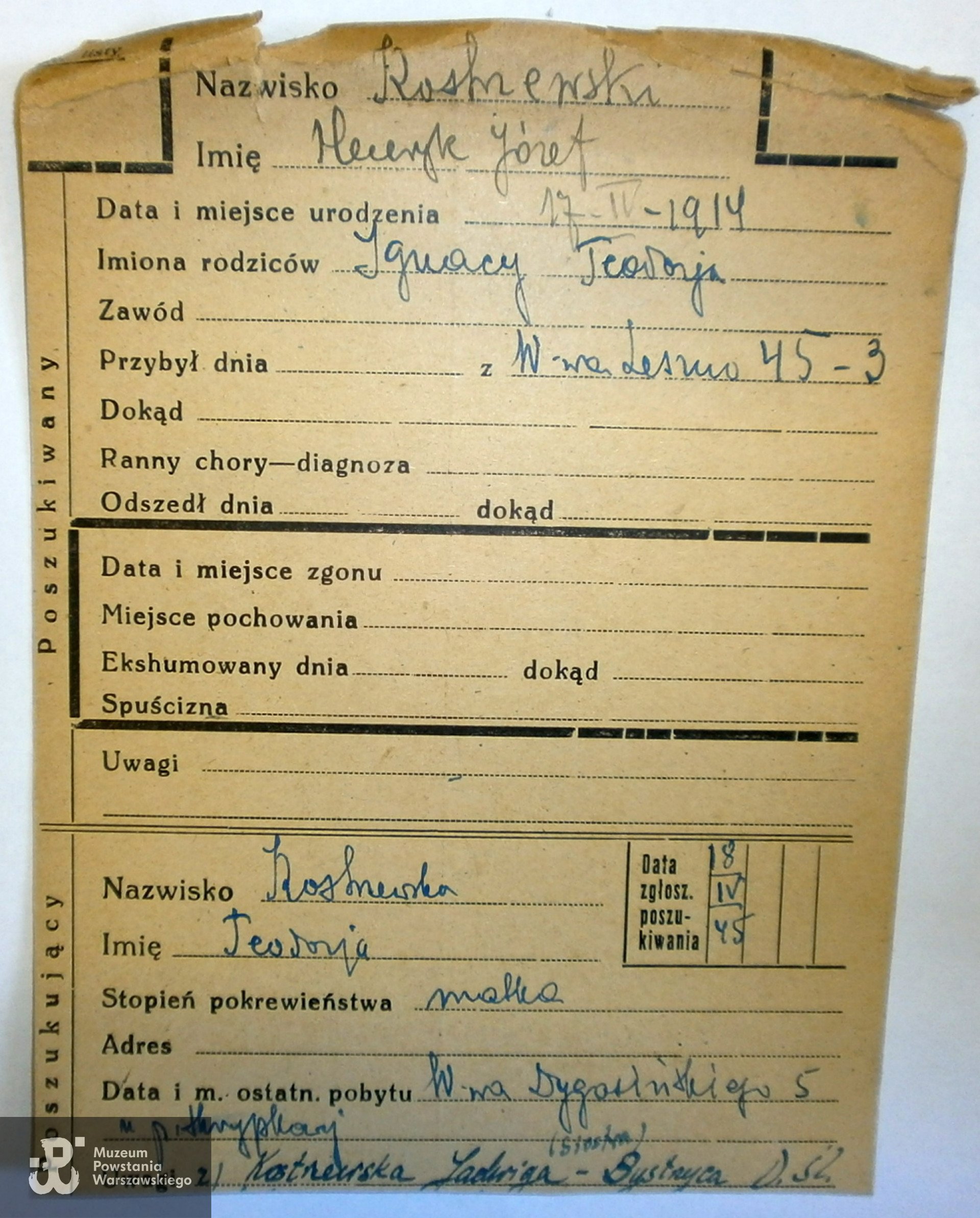 Polski Czerwony Krzyż - kartoteka