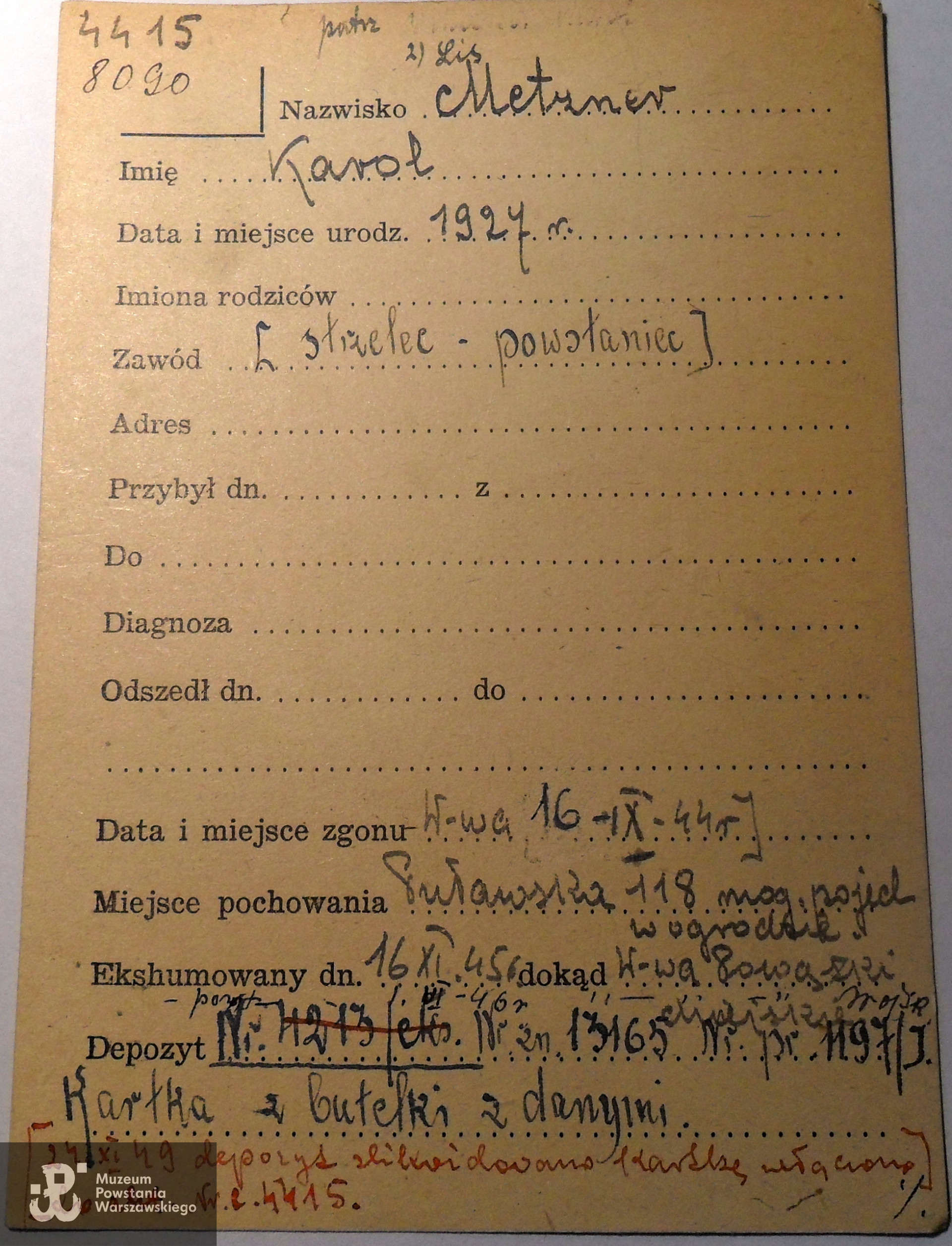 Polski Czerwony Krzyż - kartoteka ogólna