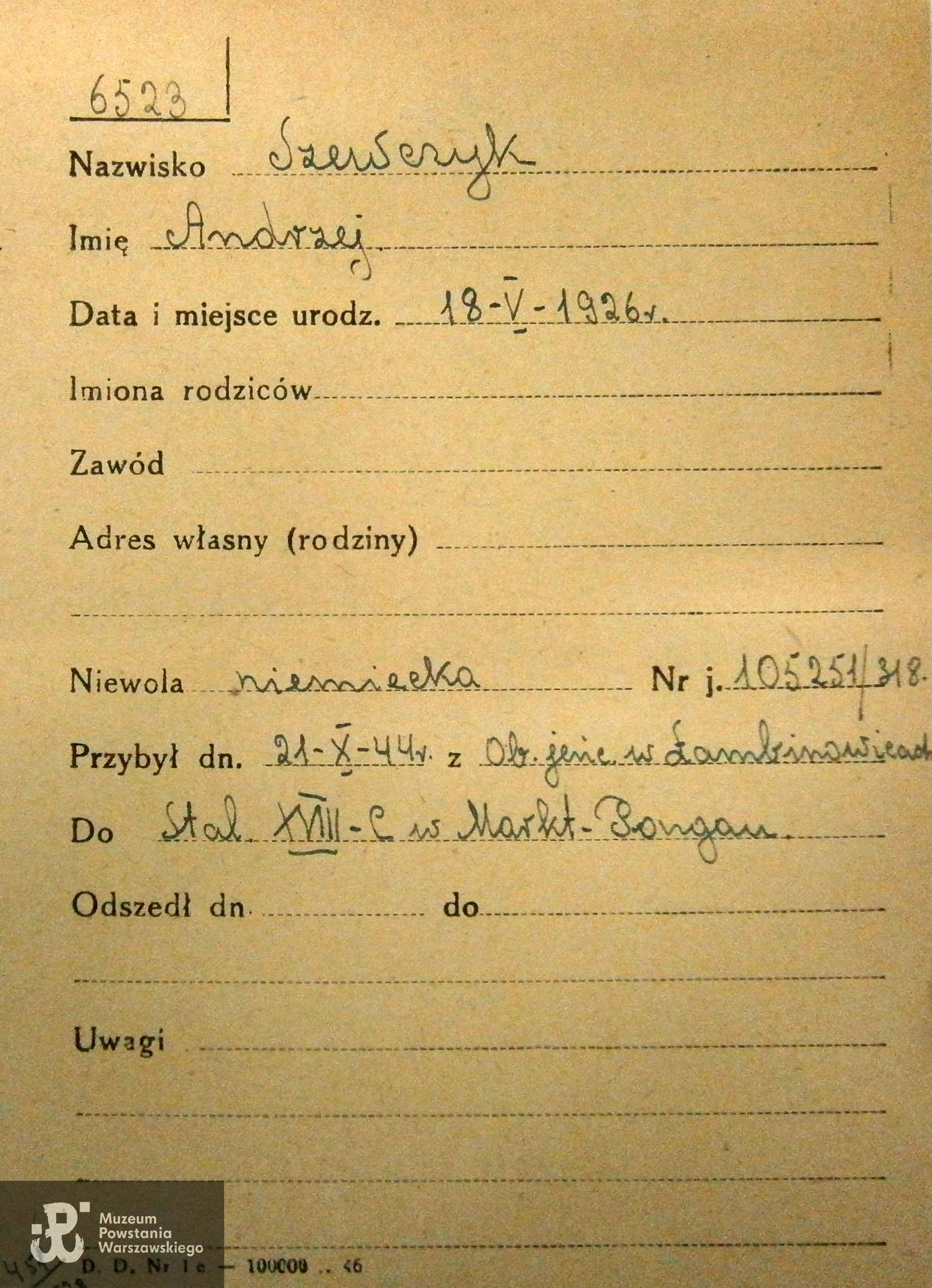 Polski Czerwony Krzyż - kartoteka