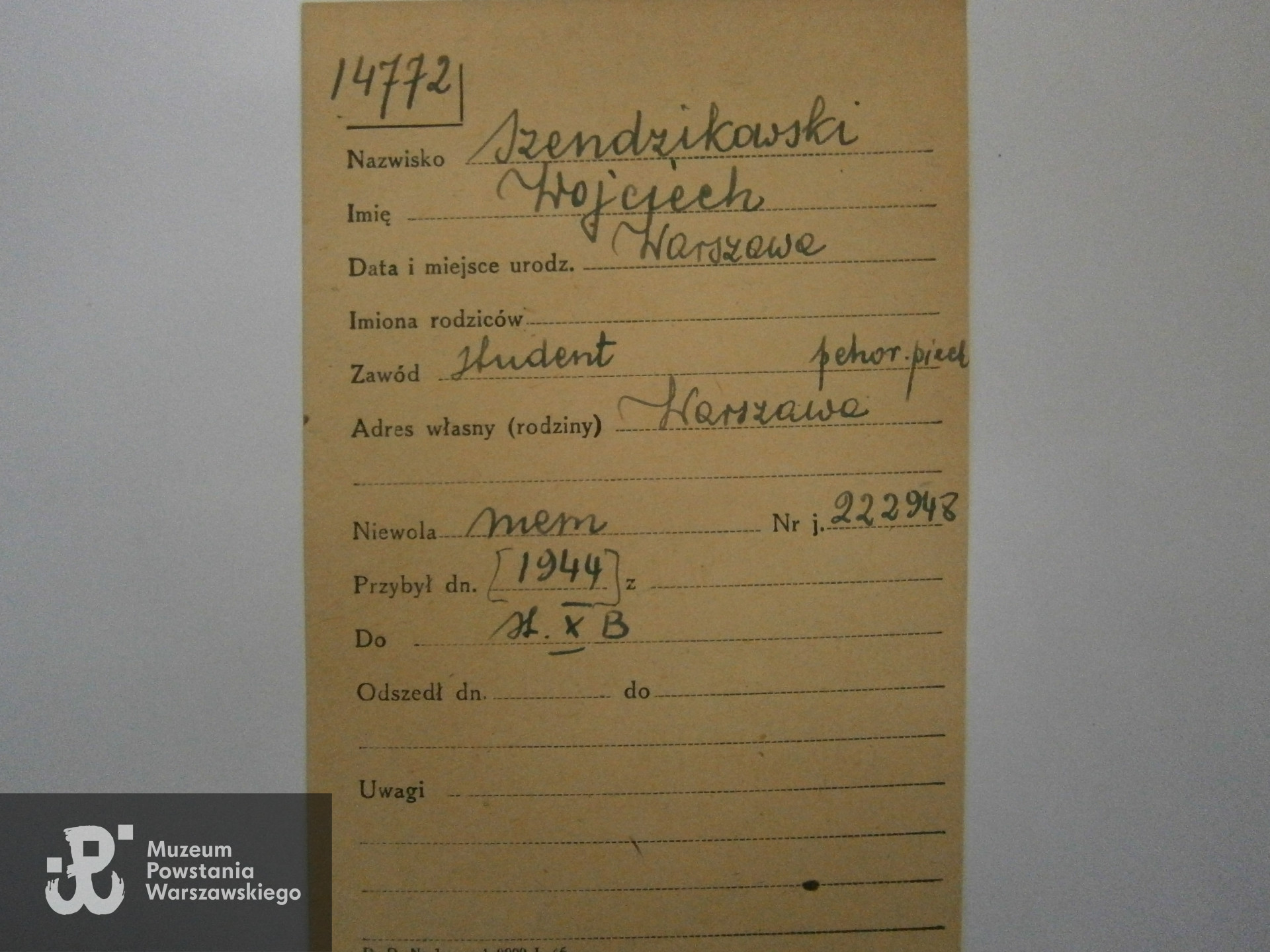 Polski Czerwony Krzyż - kartoteka