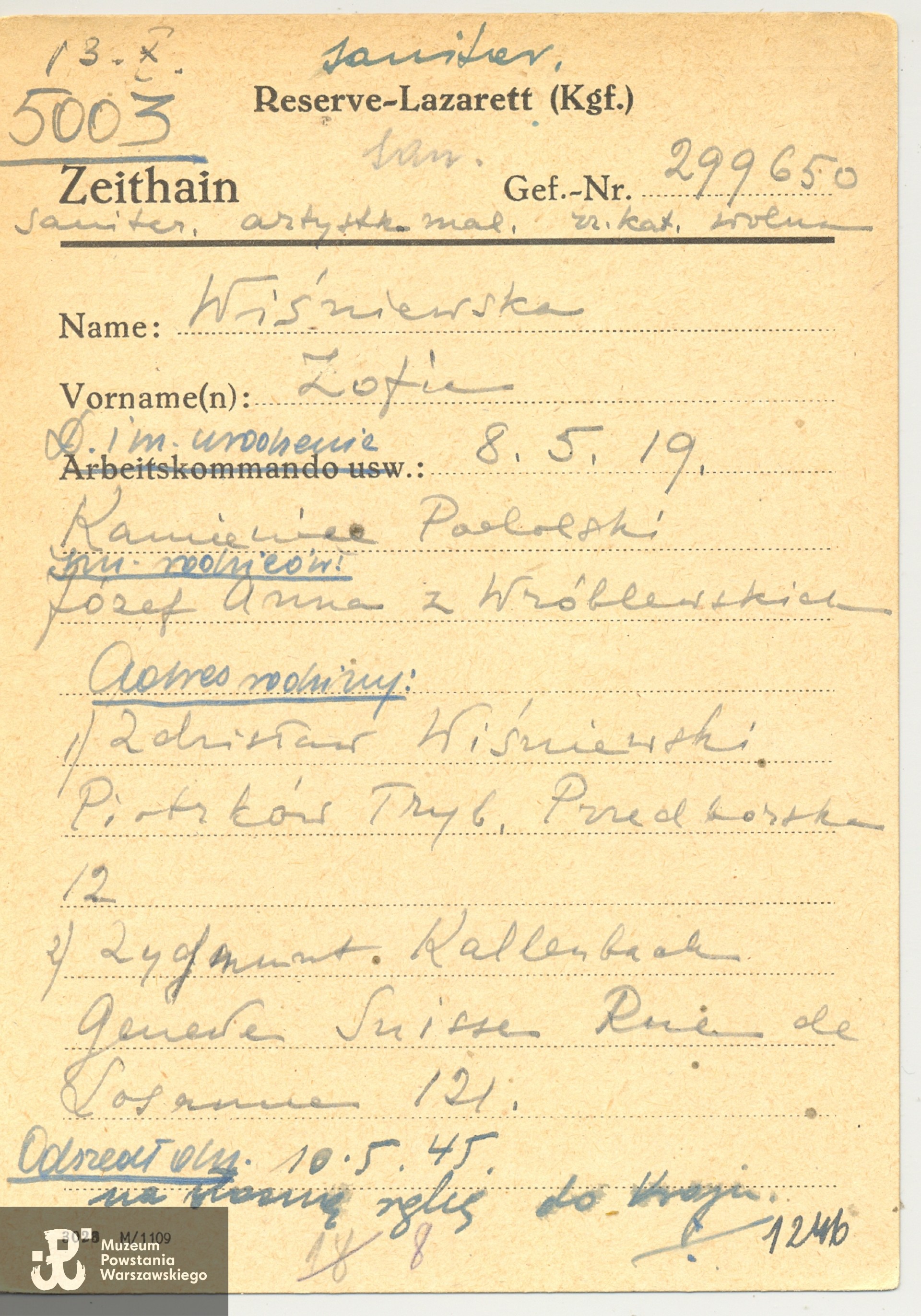 Polski Czerwony Krzyż - kartoteka