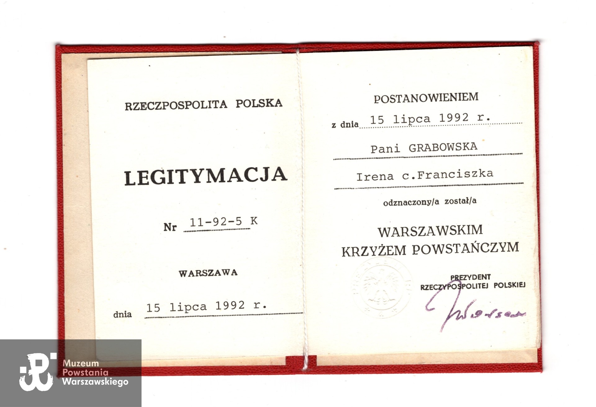 Dok. ze zbiorów rodzinnych, skan wykonano w Muzeum Powstania Warszawskiego - Dział Kombatanta