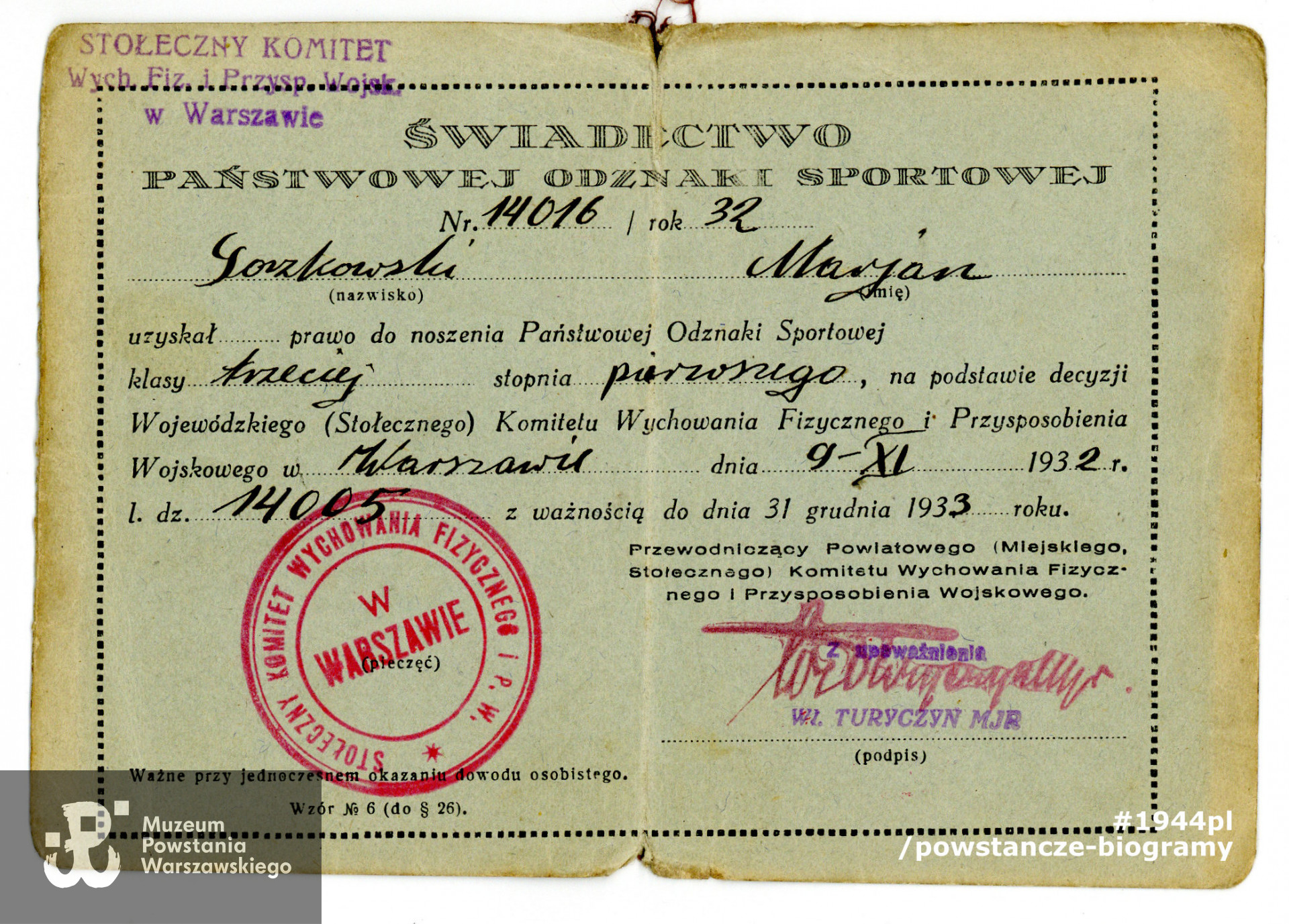 Ze zbiorów rodzinnych p. Małgorzaty Cendrowskiej - Olechno, siostrzenicy Powstańca.