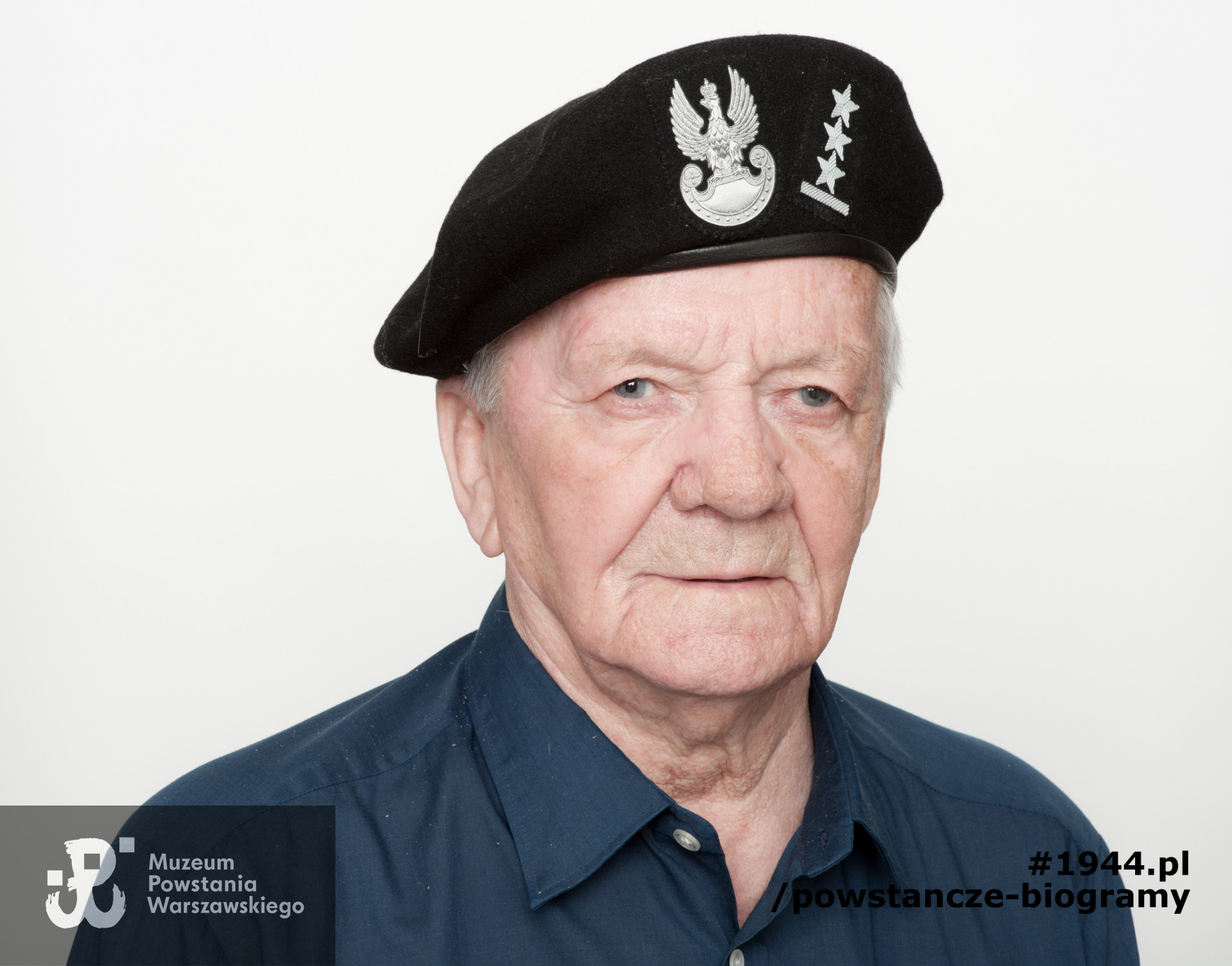 Jerzy Woźniak „Szpila”.  Zdjęcie z serii portretów Powstańców Warszawskich w ramach projektu "1944/70/2014" realizowanego przez grupę WWPHOTO dla uczczenia 70. rocznicy wybuchu Powstania Warszawskiego. Muzeum Powstania Warszawskiego, 22.07-04.08 2013.