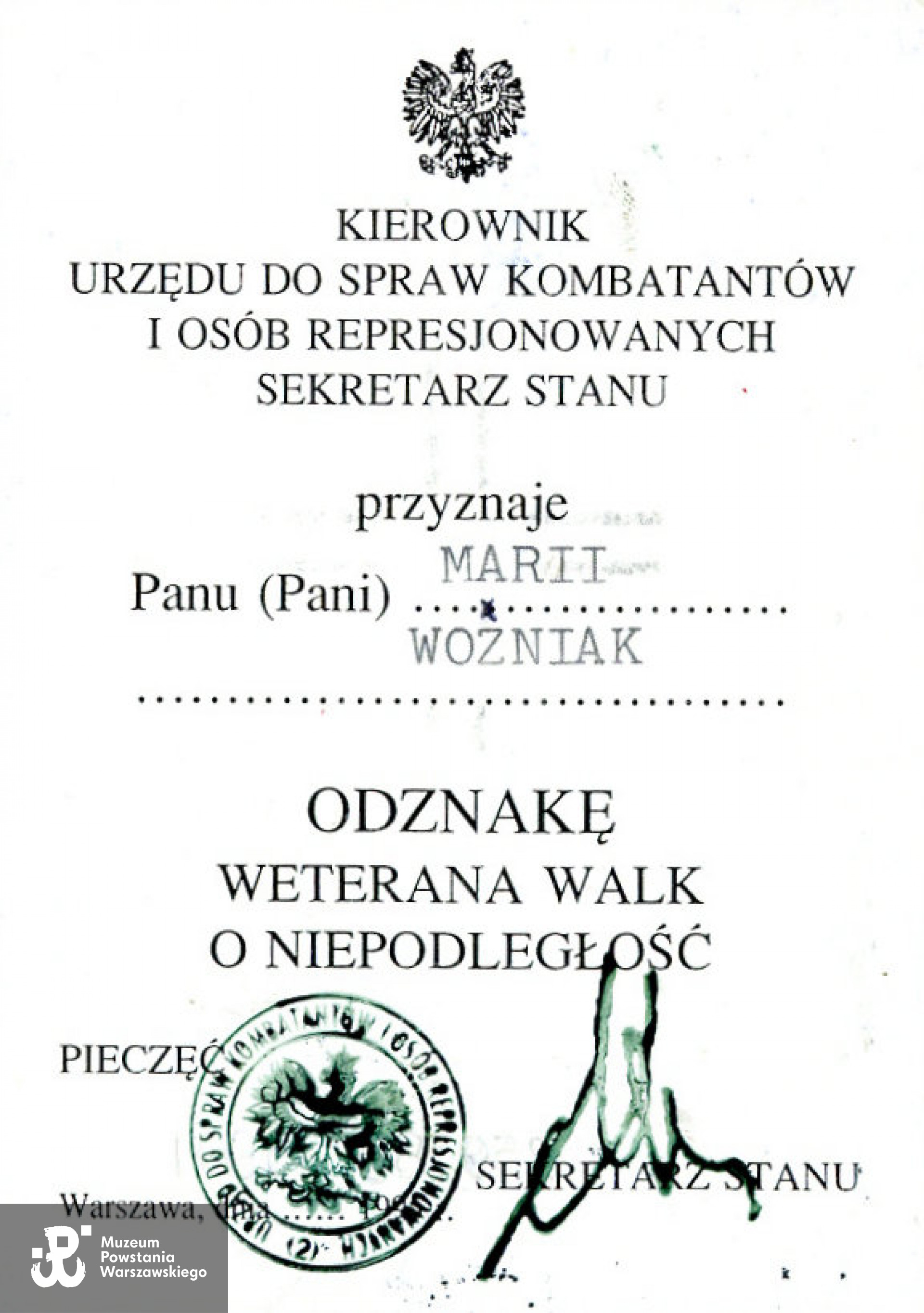  Z archiwum rodzinnego p. Anny  Kulik z domu Woźniak.