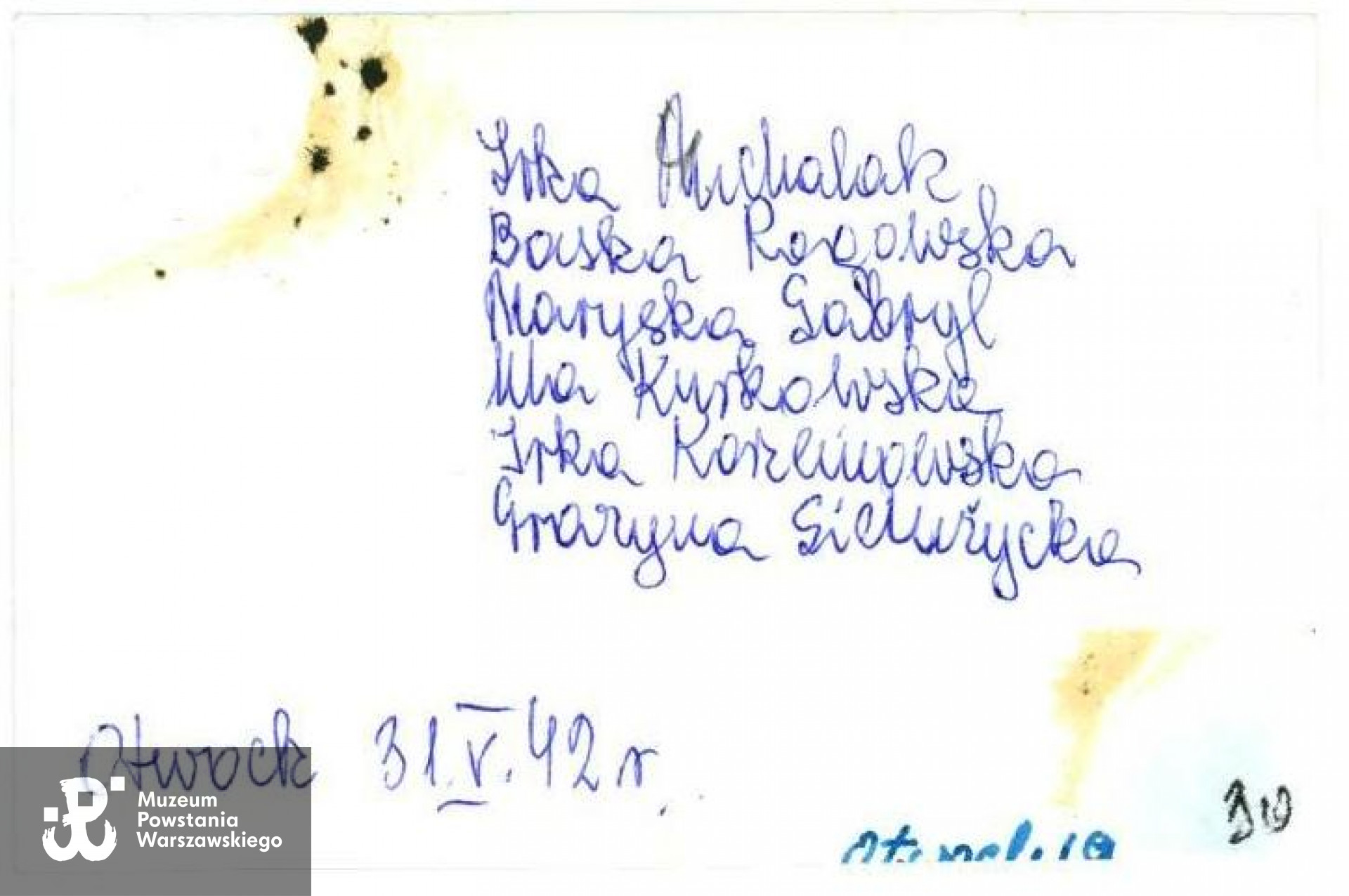 Rewers zdjęcia. Ze zbiorów Urszuli Katarzyńskiej-Ballner / MPW