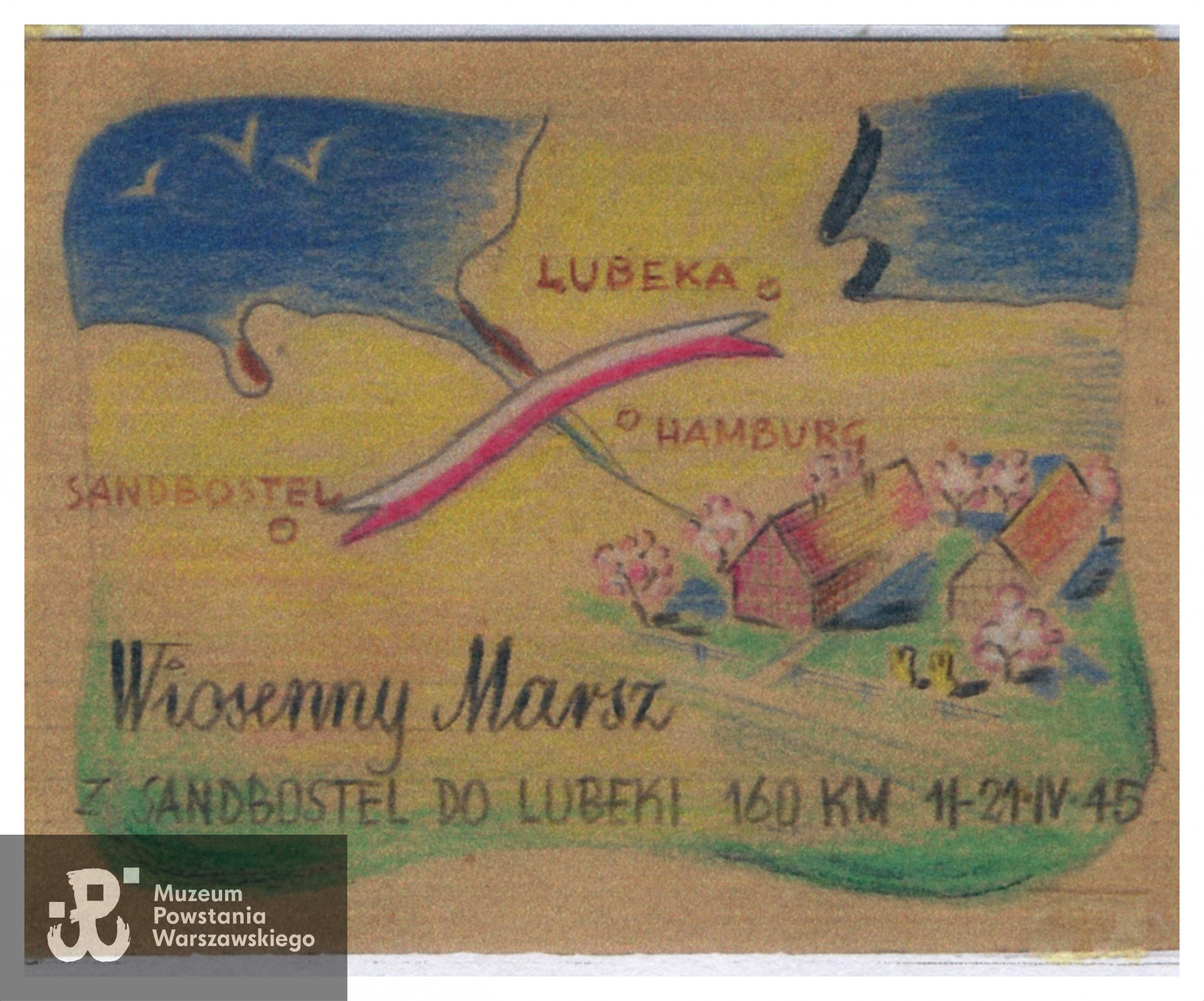 Rysunek ze zbiorów prywatnych, skan za pośrednictwem  p. Beata Trzcińskiej przekazany do Pokoju Kombatanta MPW