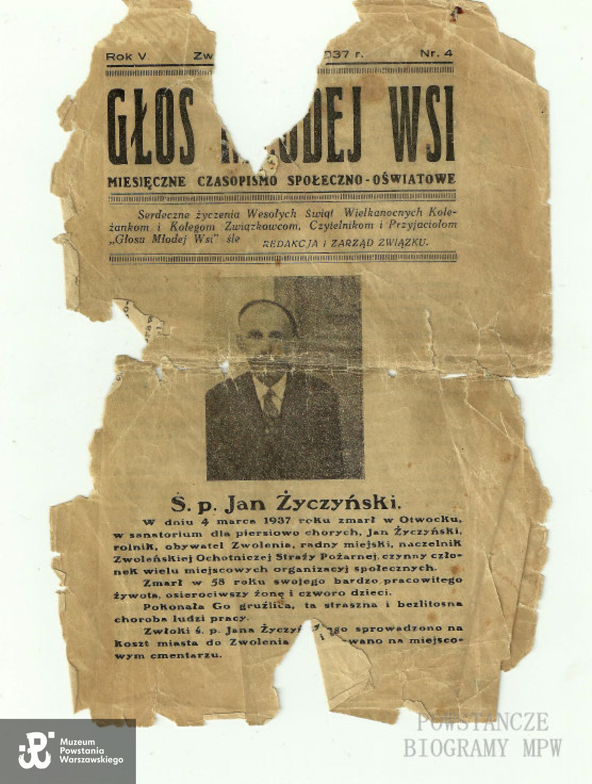 Archiwalny numer "Głosu Młodej Wsi" redagowanego przez Stanisława Podrygałłę. Fot. z archiwum prywatnego Małgorzaty Masalskiej