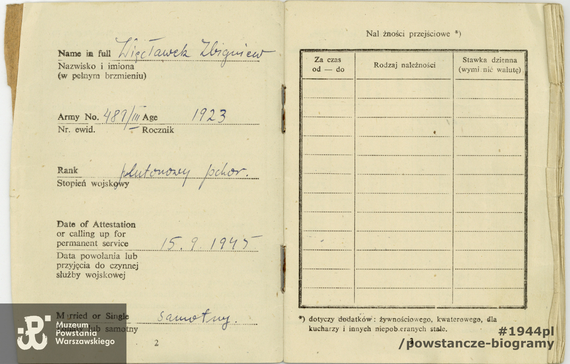 Ze zbiorów Muzeum Powstania Warszawskiego, sygn. P/8639, dar p. Hanny Więcławek-Wassermann i p. Bożenny Więcławek - Szyszko, córek Zbigniewa Więcławka.
