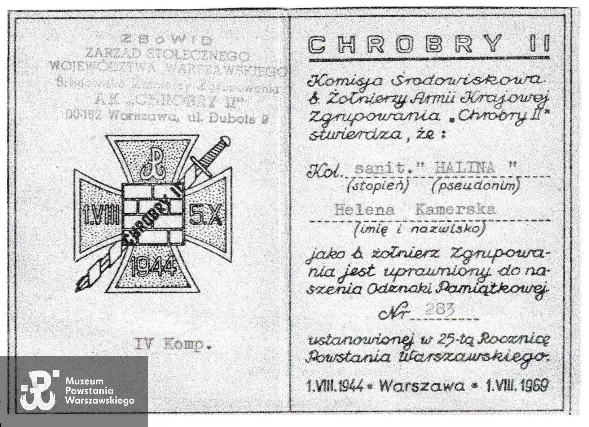 Dok. z archiwum rodzinnego p. Heleny Kamerskiej