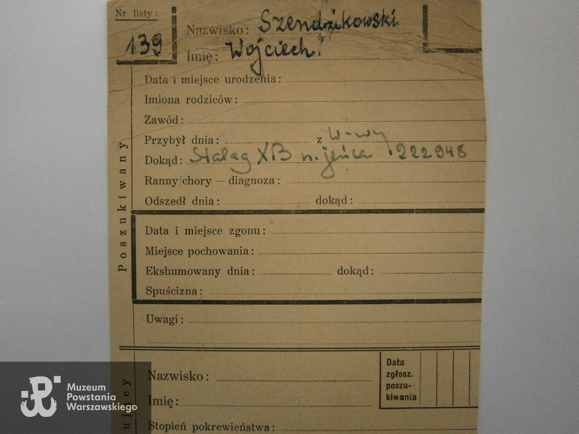 Polski Czerwony Krzyż - kartoteka