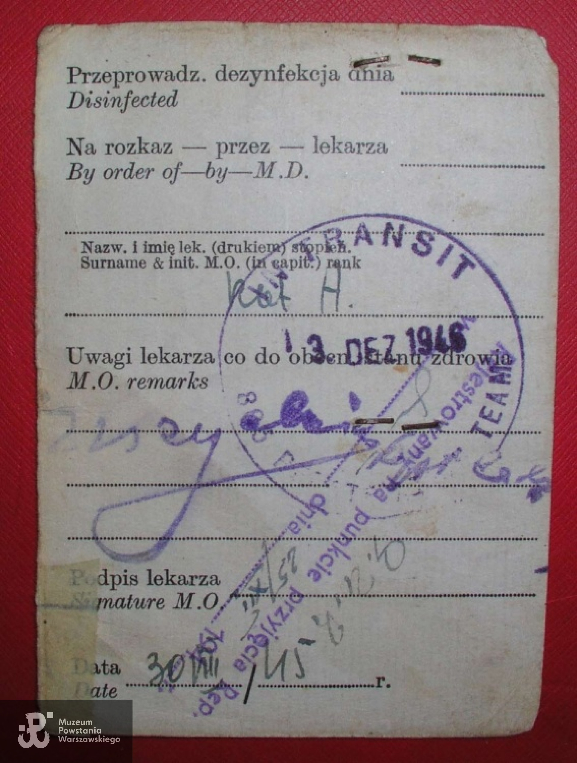 Legitymacja byłego jeńca wojennego. Udostępnił  p. Wojciech Pakuła vel Rutka