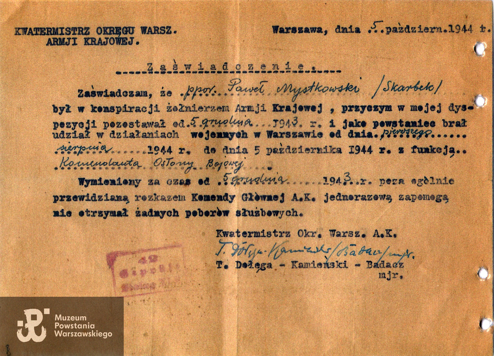 Dokument  ze zbiorów rodzinnych