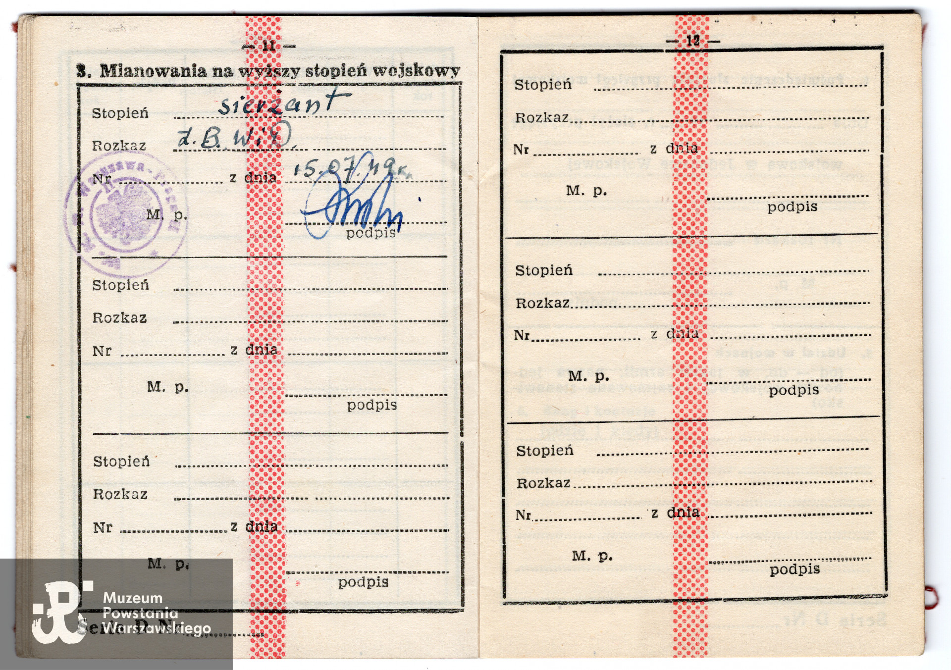 Należąca do Romana Gałeckiego książeczka wojskowa. Archiwum rodzinne p. Danuty Szydłowskiej