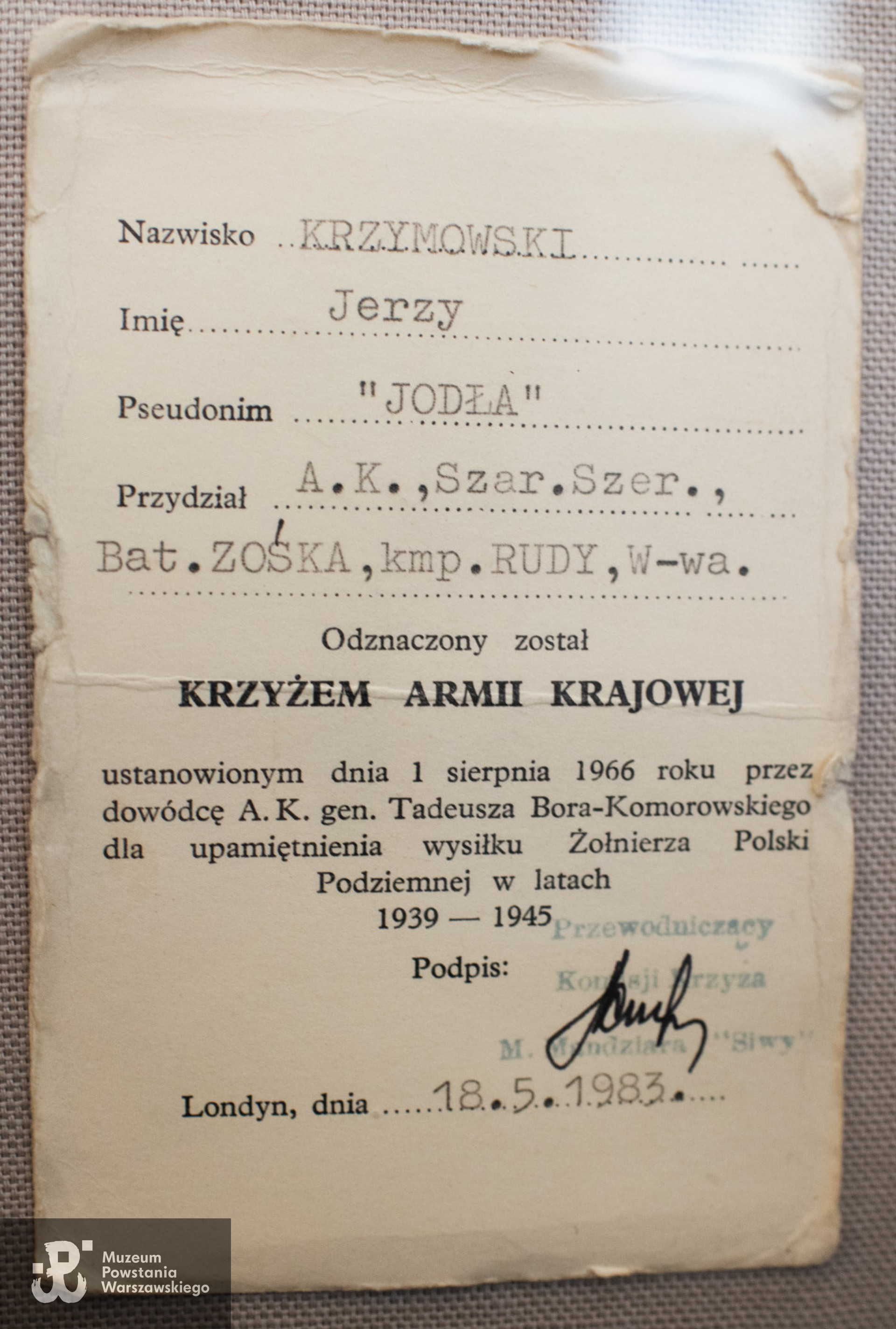 Ze zbiorów rodzinnych p. Anny Krzymowskiej-Hachuły, córki Jerzego Krzymowskiego.