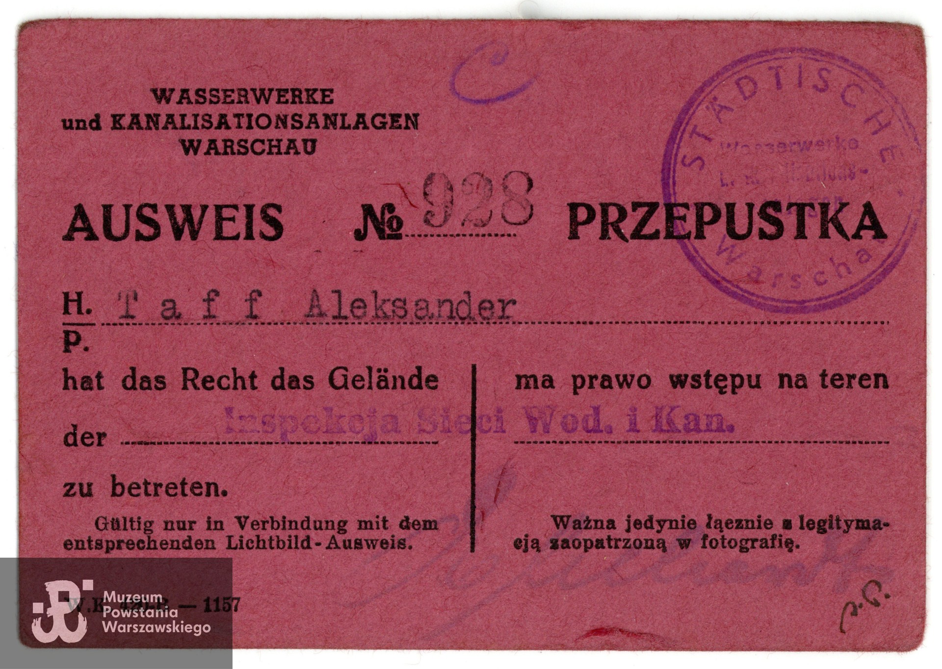 Ze zbiorów rodzinnych, udostępniła wnuczka Powstańca, p. Paulina Taff. Skany wykonano w Muzeum Powstania Warszawskiego, 06/2024