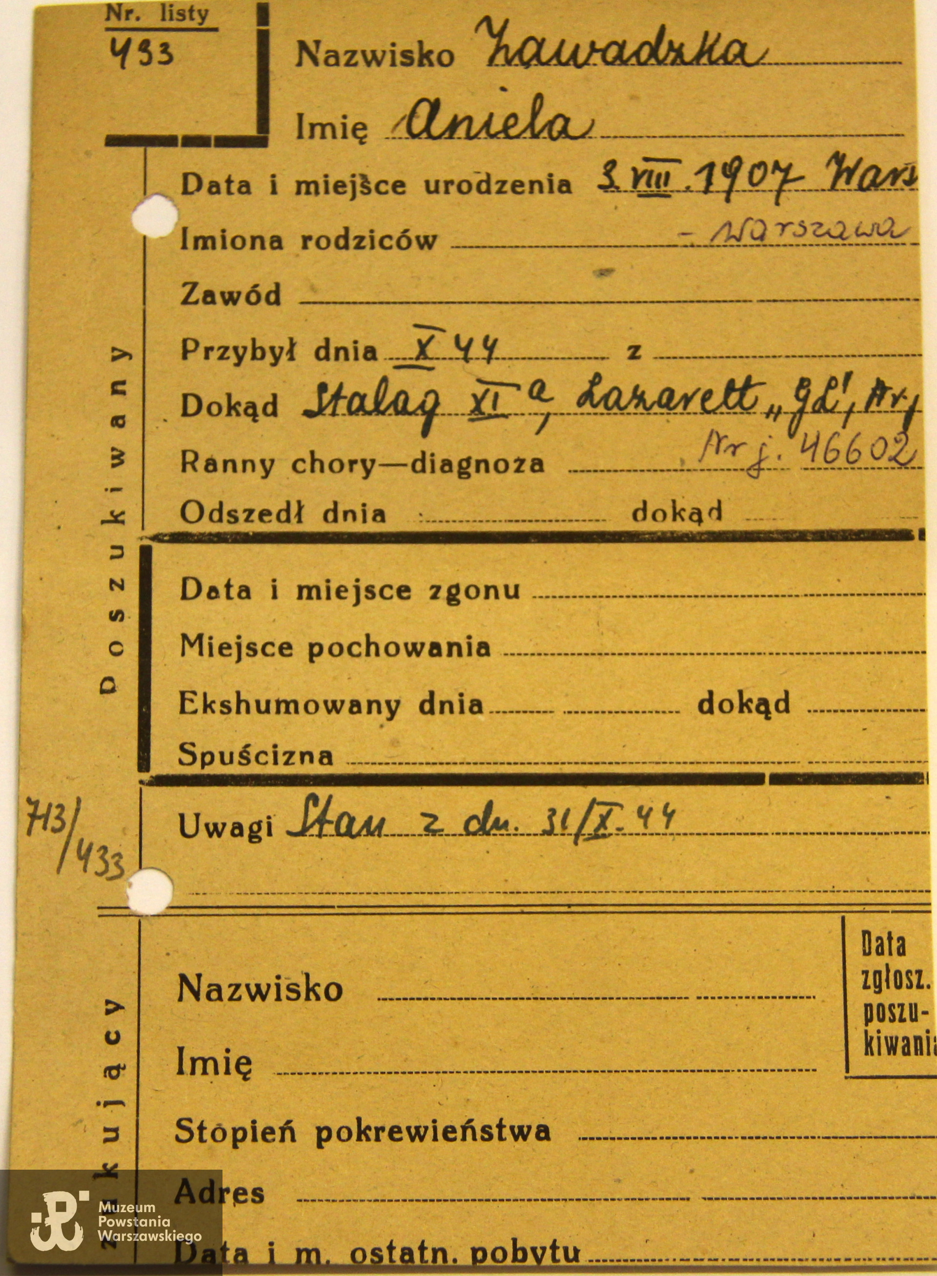 Polski Czerwony Krzyż - kartoteka