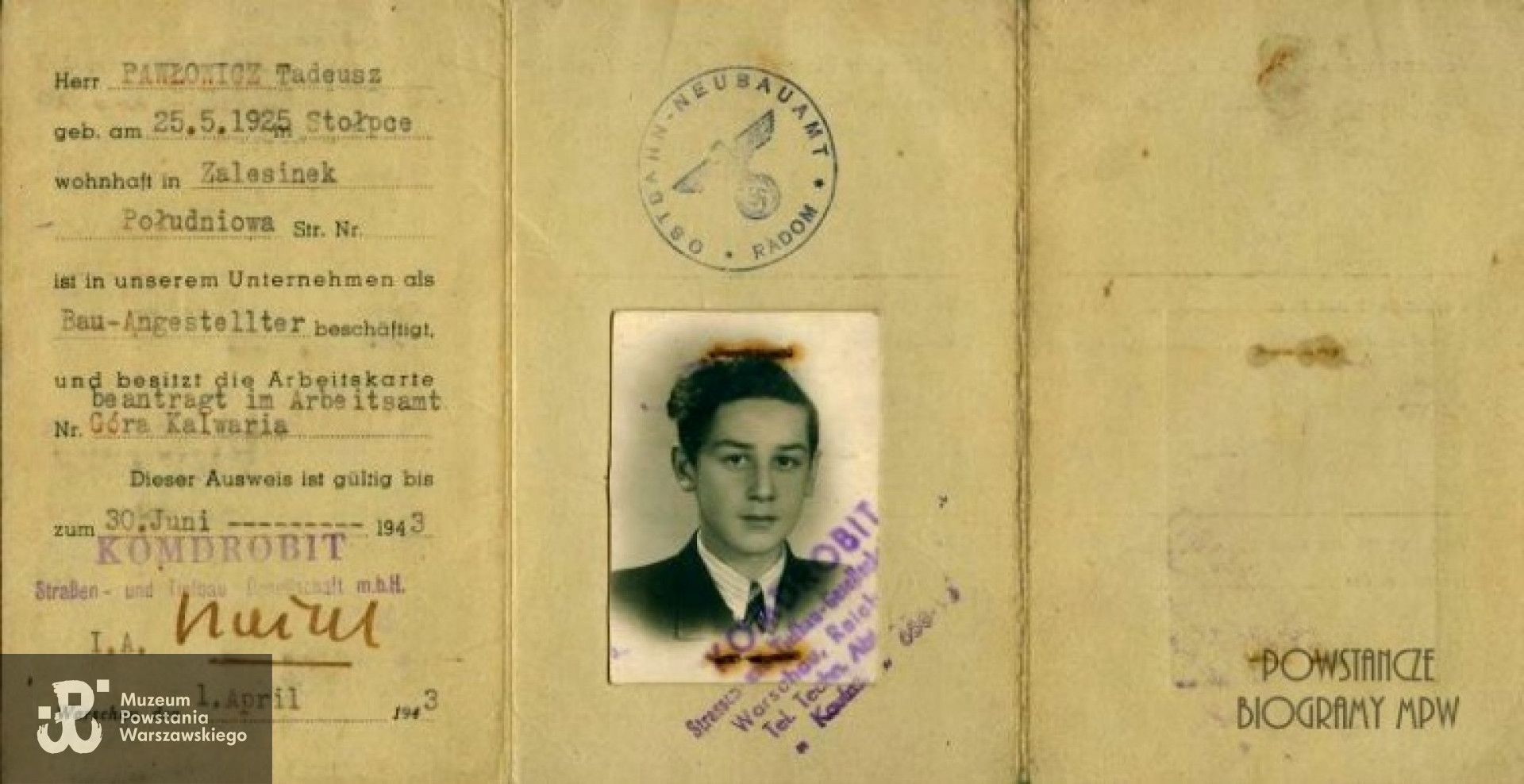 Ausweis Tadeusza Pawłowicza z okresu okupacji. Fot. archiwum rodzinne