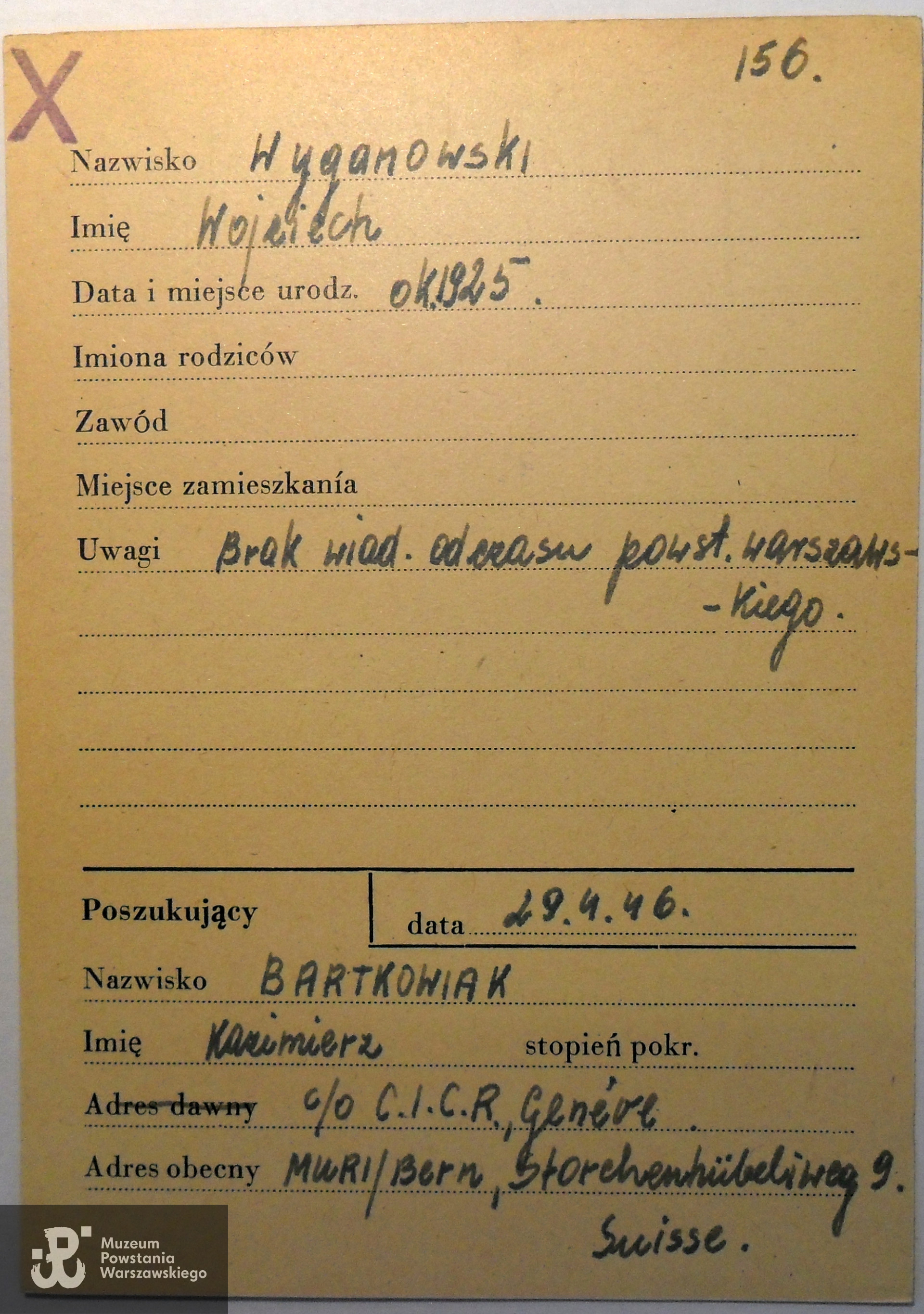 Polski Czerwony Krzyż - kartoteka